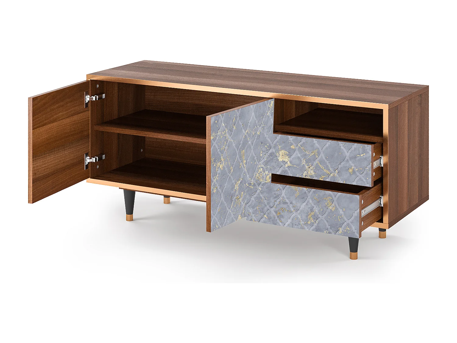 Mueble de TV - 125х56х41 cm - T7 - Golden Smoke, Nogueira