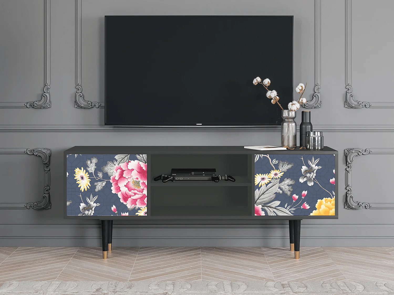 Meuble TV - 170х69х48 cm - T2 - Dark Flower Bed, Anthracite