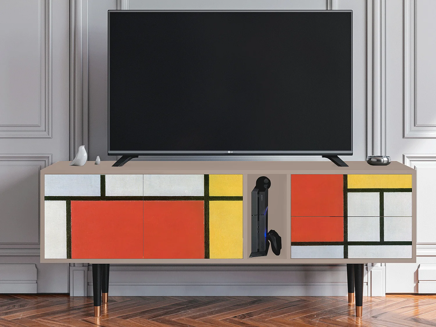 Mobile TV - 170х69х48 cm - T1 - Composition, Latte