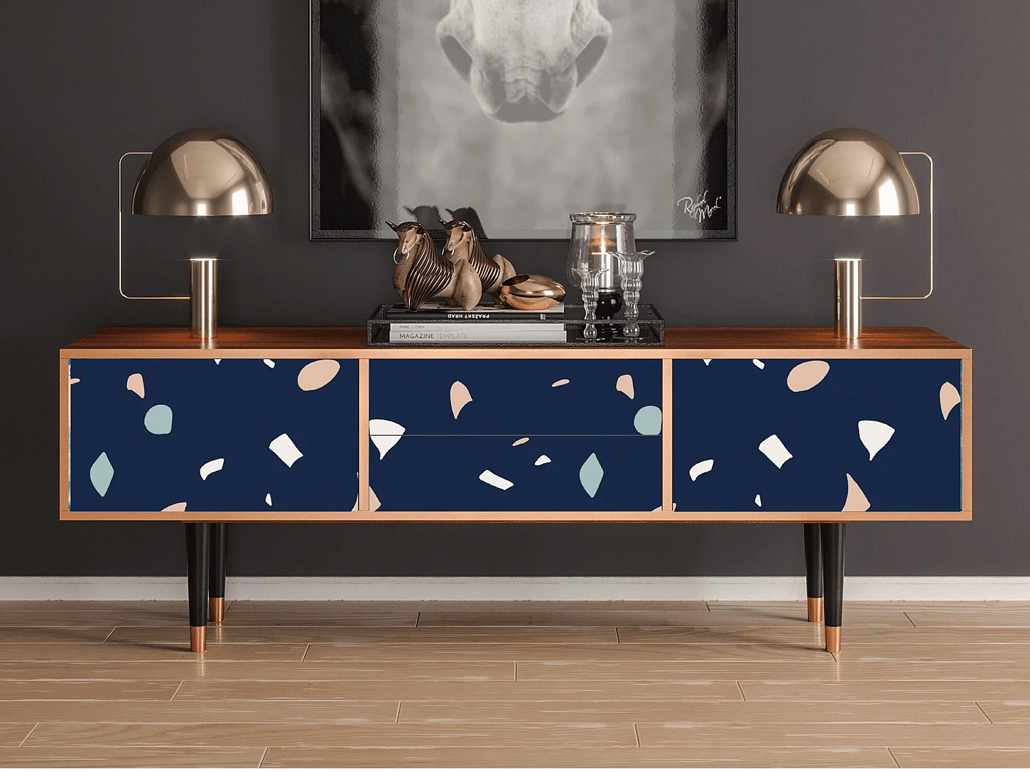 TV-Möbel - 170х59х48 cm - T4 - Space Satellites, Walnuss