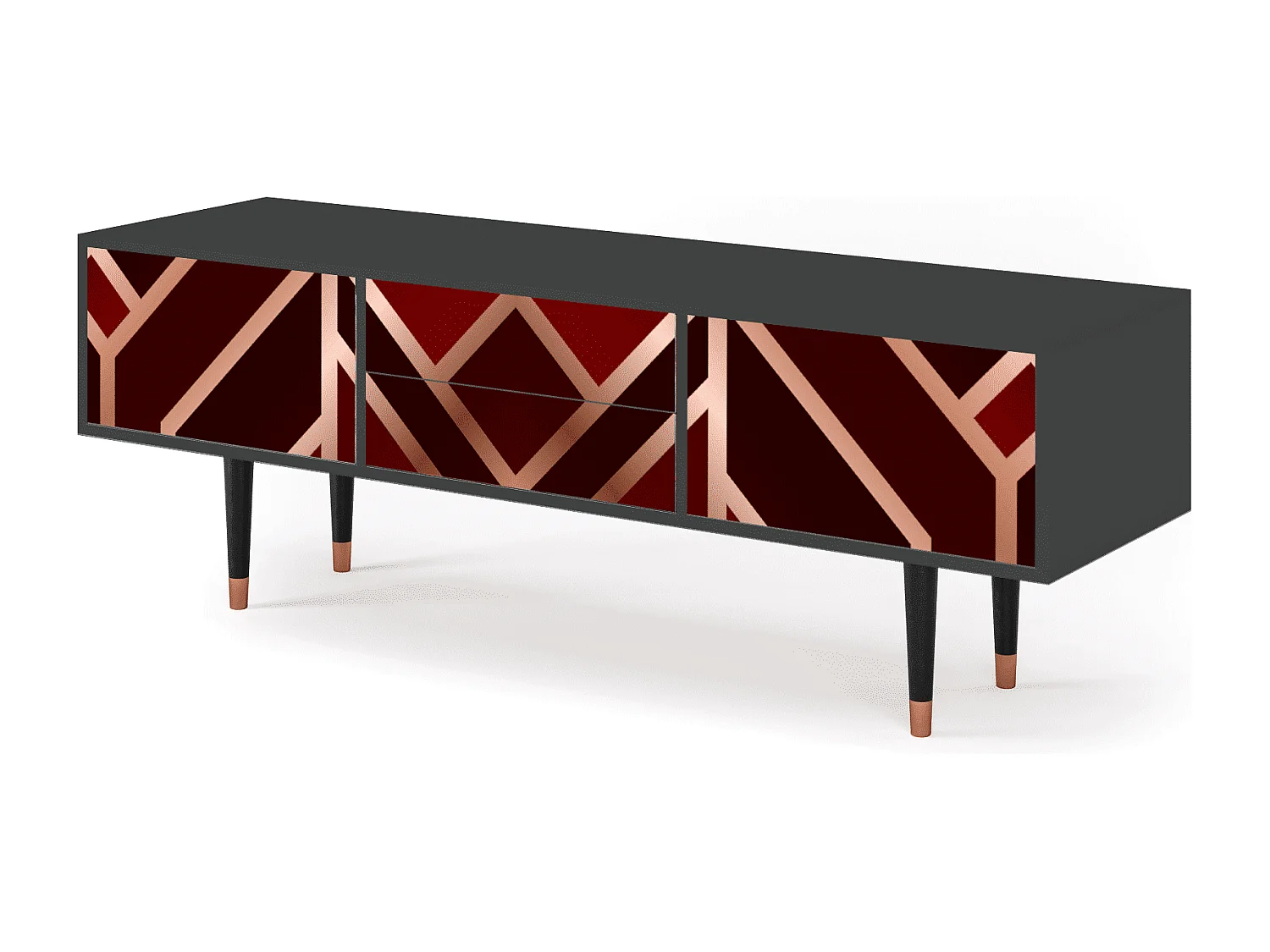 Meuble TV - 170х59х48 cm - T4 - Velvet 1920's, Anthracite