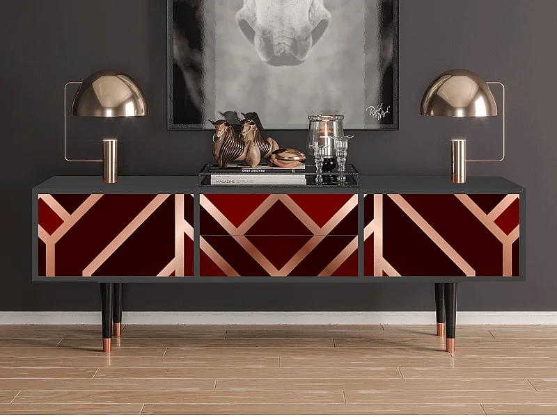 Szafka RTV - 170х59х48 cm - T4 - Velvet 1920's, Antracyt