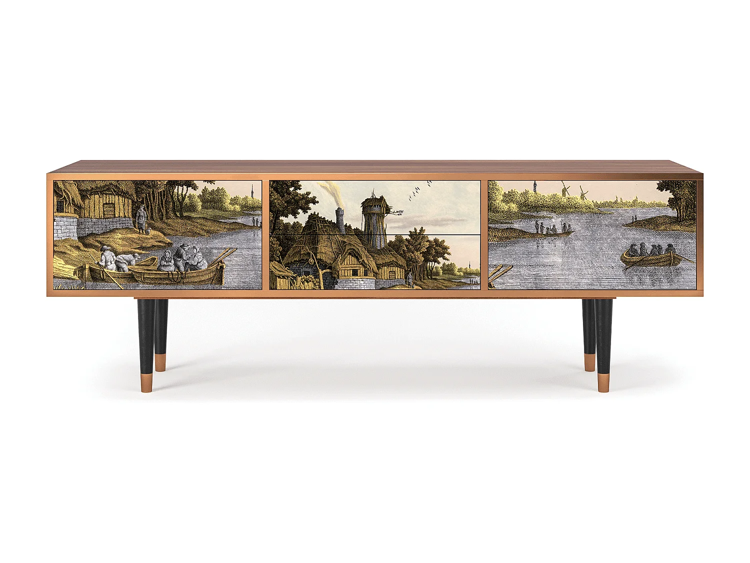 Szafka RTV - 170х59х48 cm - T4 - Mill along a River, Orzech