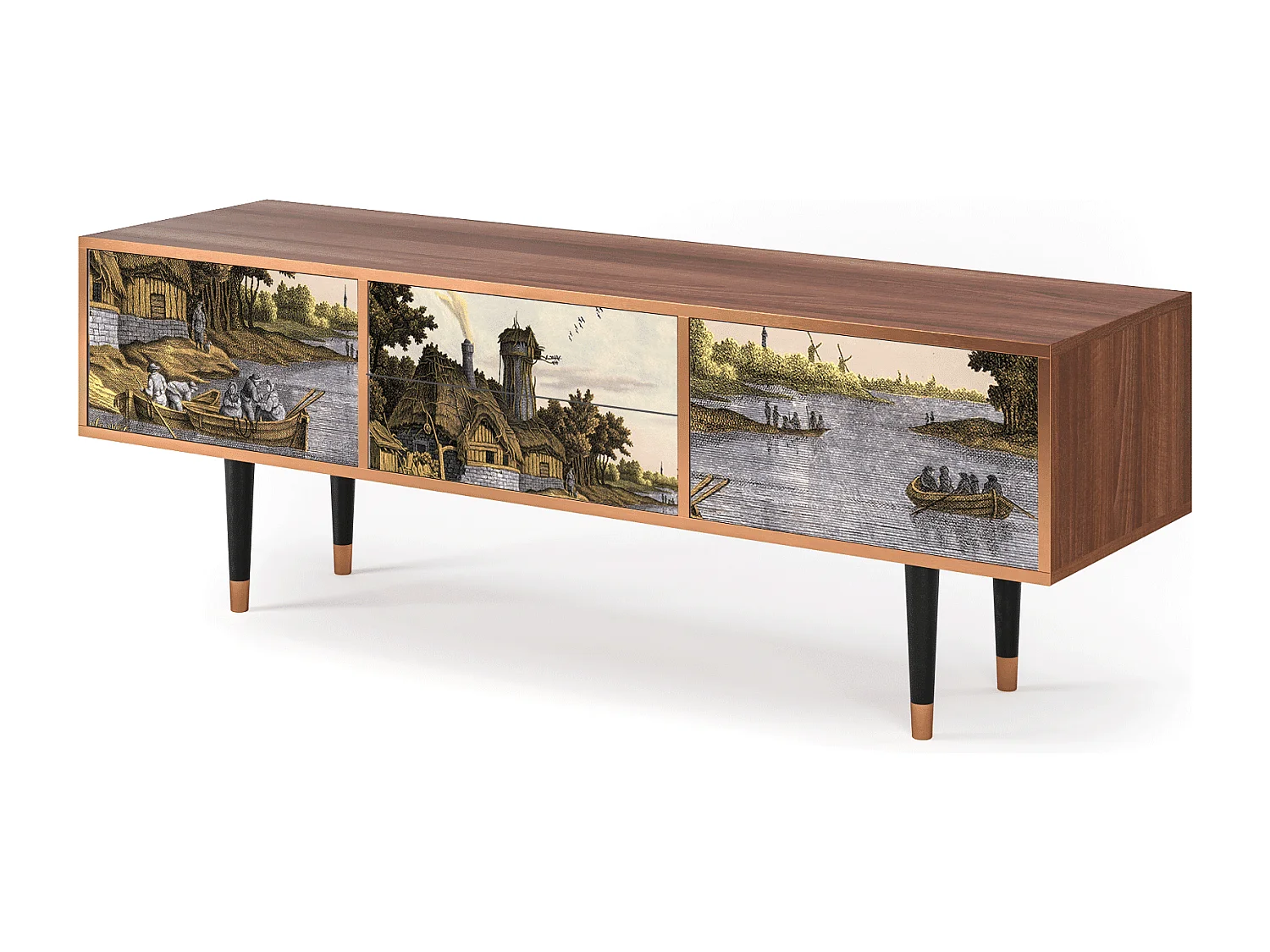 Szafka RTV - 170х59х48 cm - T4 - Mill along a River, Orzech