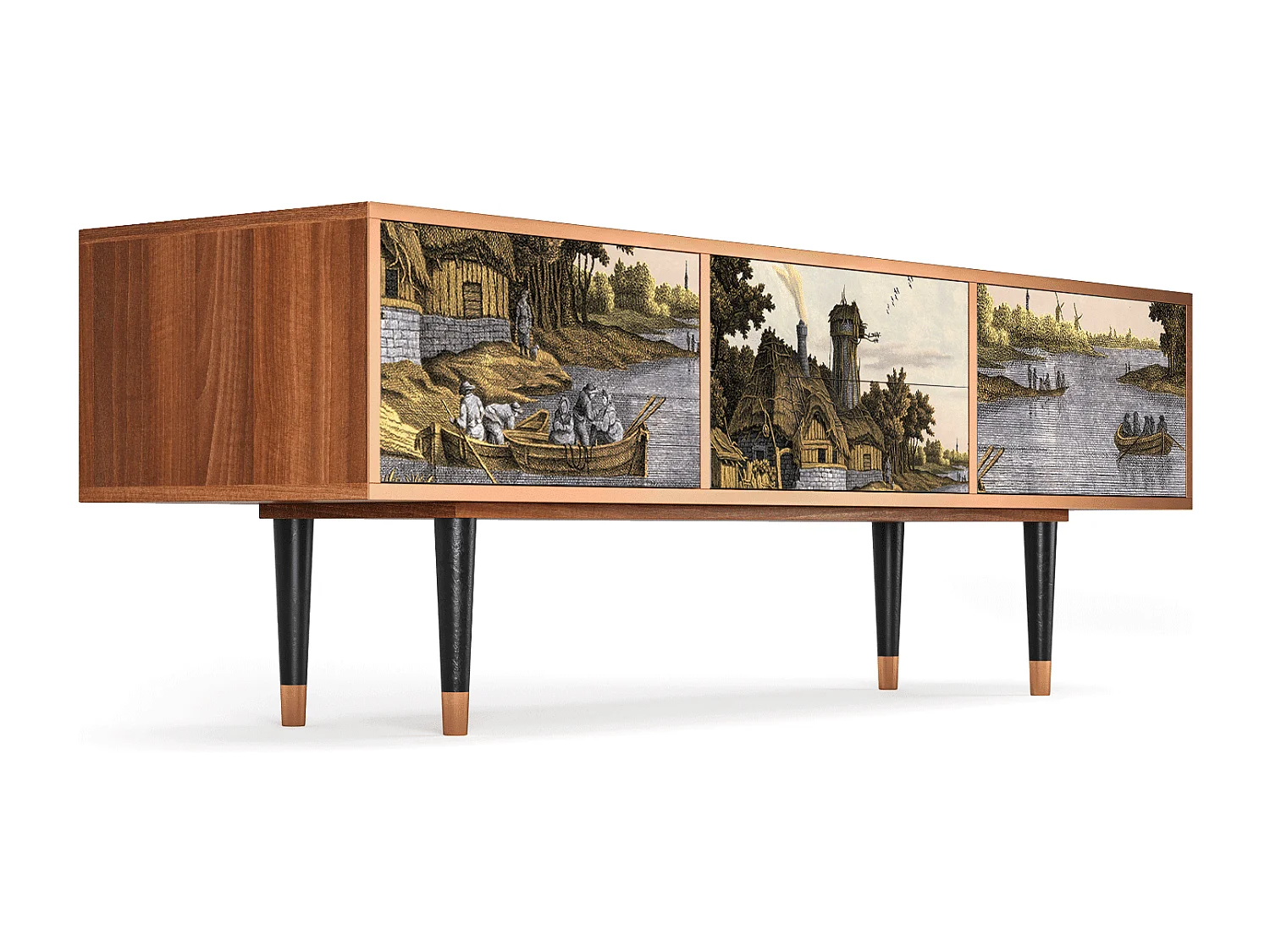 Szafka RTV - 170х59х48 cm - T4 - Mill along a River, Orzech