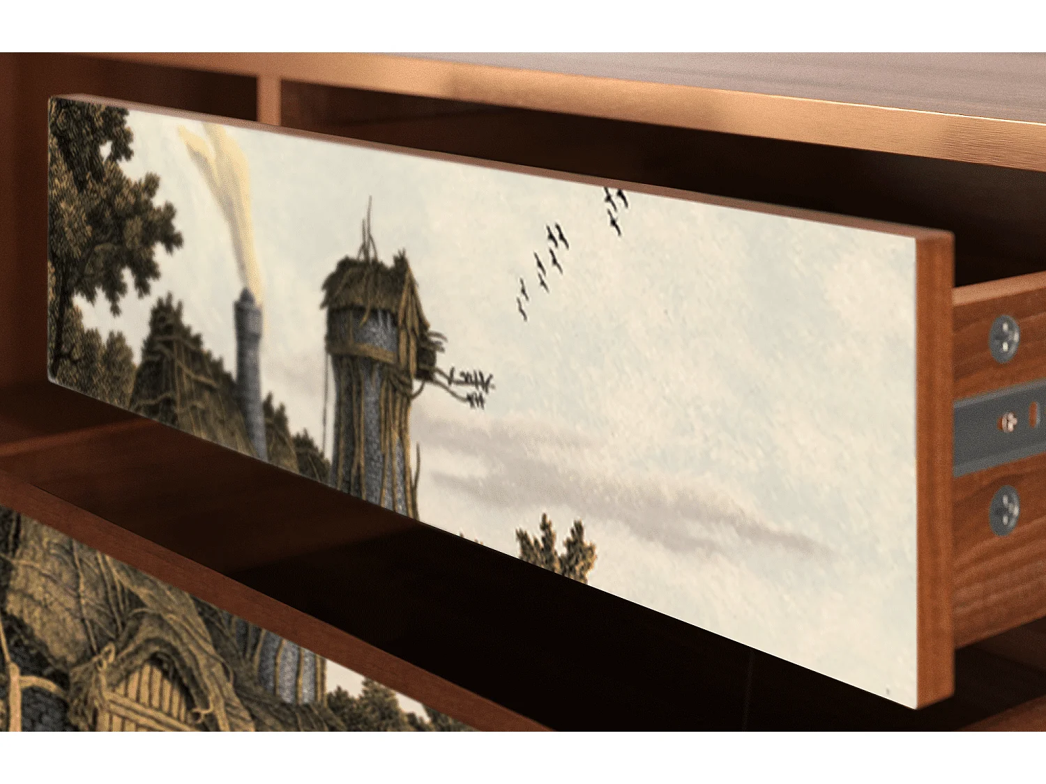 Szafka RTV - 170х59х48 cm - T4 - Mill along a River, Orzech