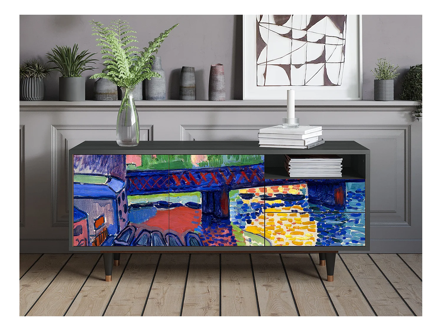 Meuble TV - 125х56х41 cm - T7 - Charing Cross Bridge, Anthracite