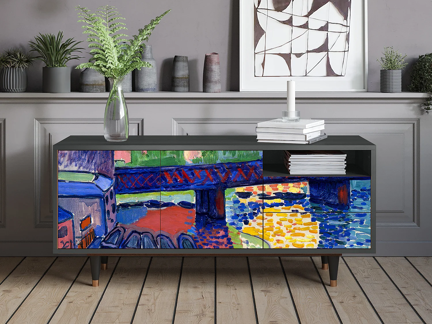 Mueble de TV - 125х56х41 cm - T7 - Charing Cross Bridge, Antracite