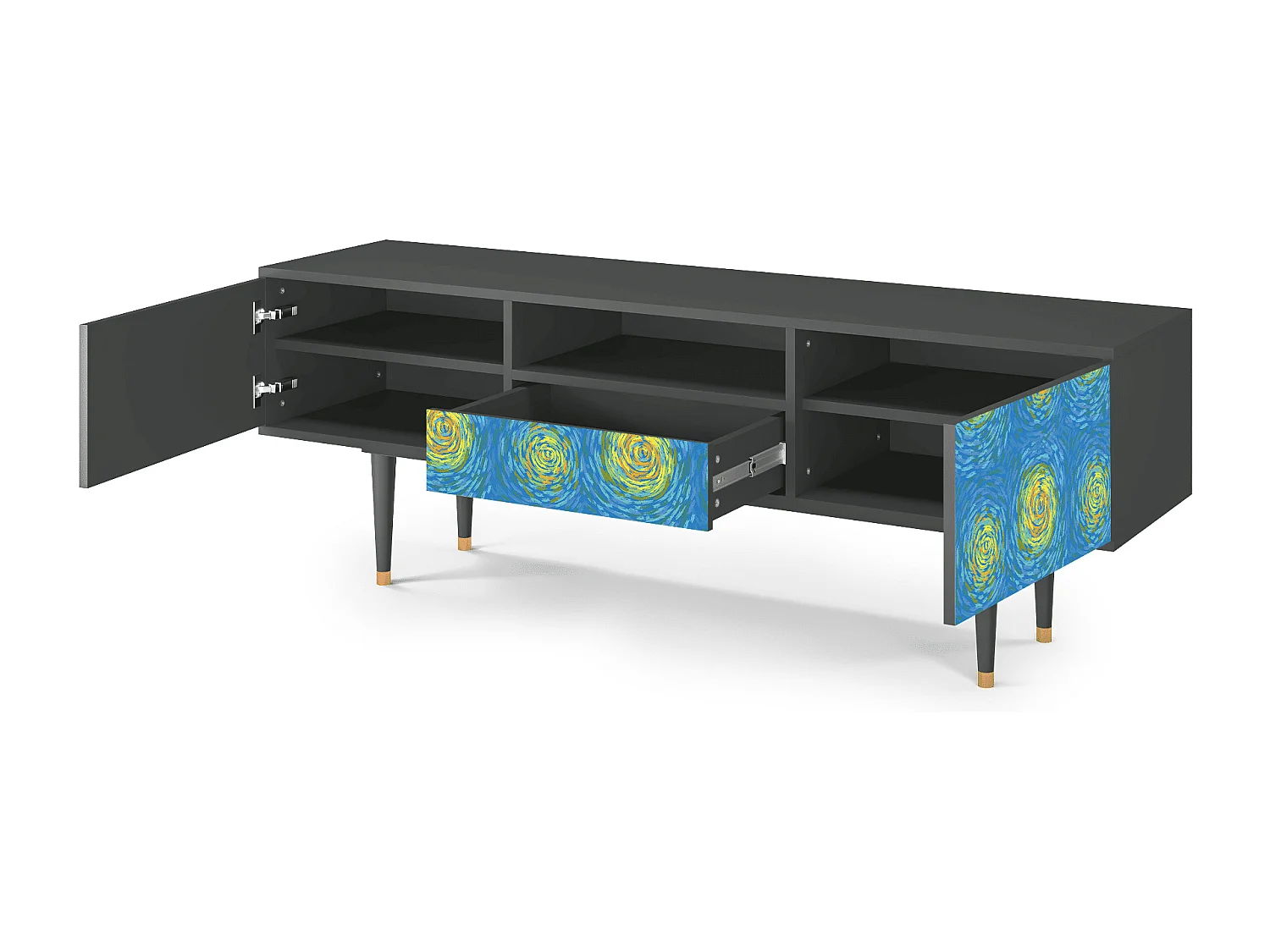 Meuble TV - 170х59х41 cm - T6 - Van Gogh Lights, Anthracite