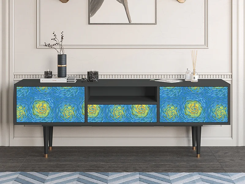 Meuble TV - 170х59х41 cm - T6 - Van Gogh Lights, Anthracite