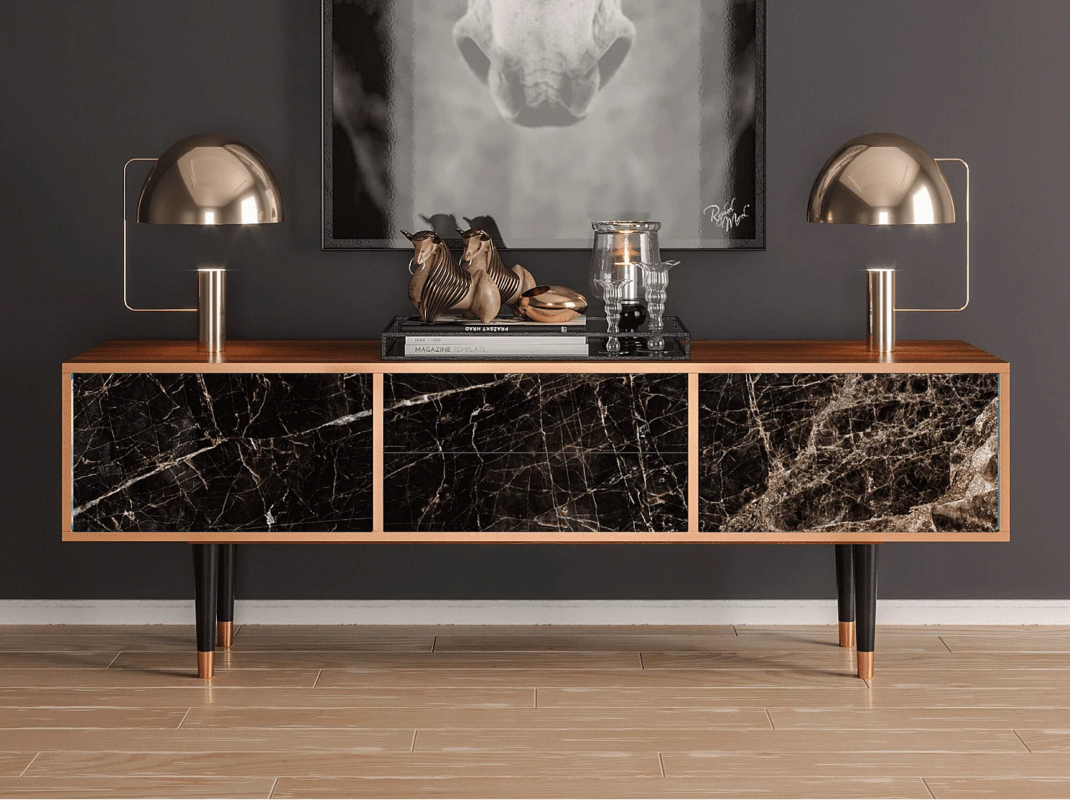 TV-meubel - 170х59х48 cm - T4 - Night Abyss, Walnoot