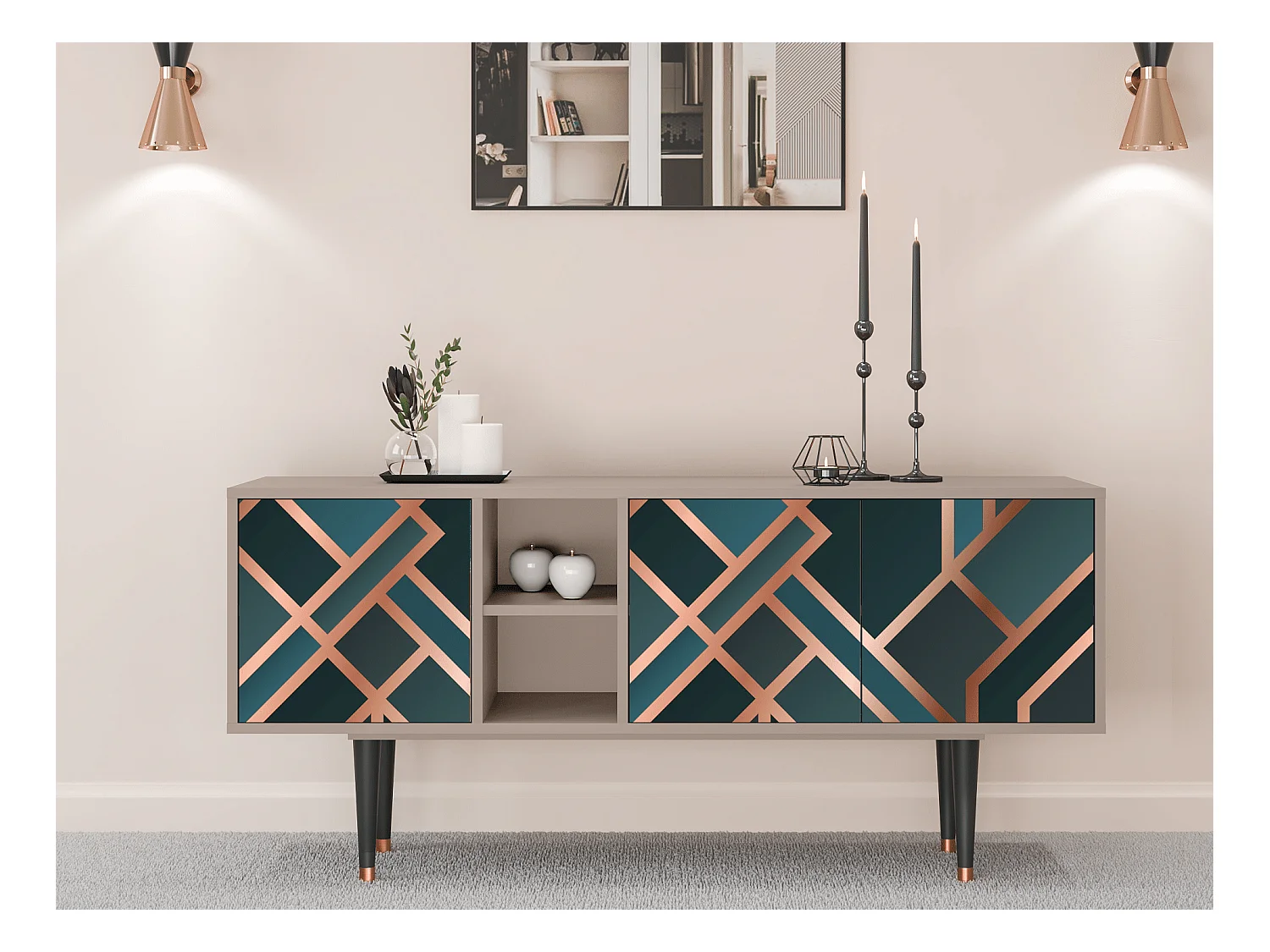 Meuble TV - 150х69х41 cm - T5 - Bronze Crossroad, Latte
