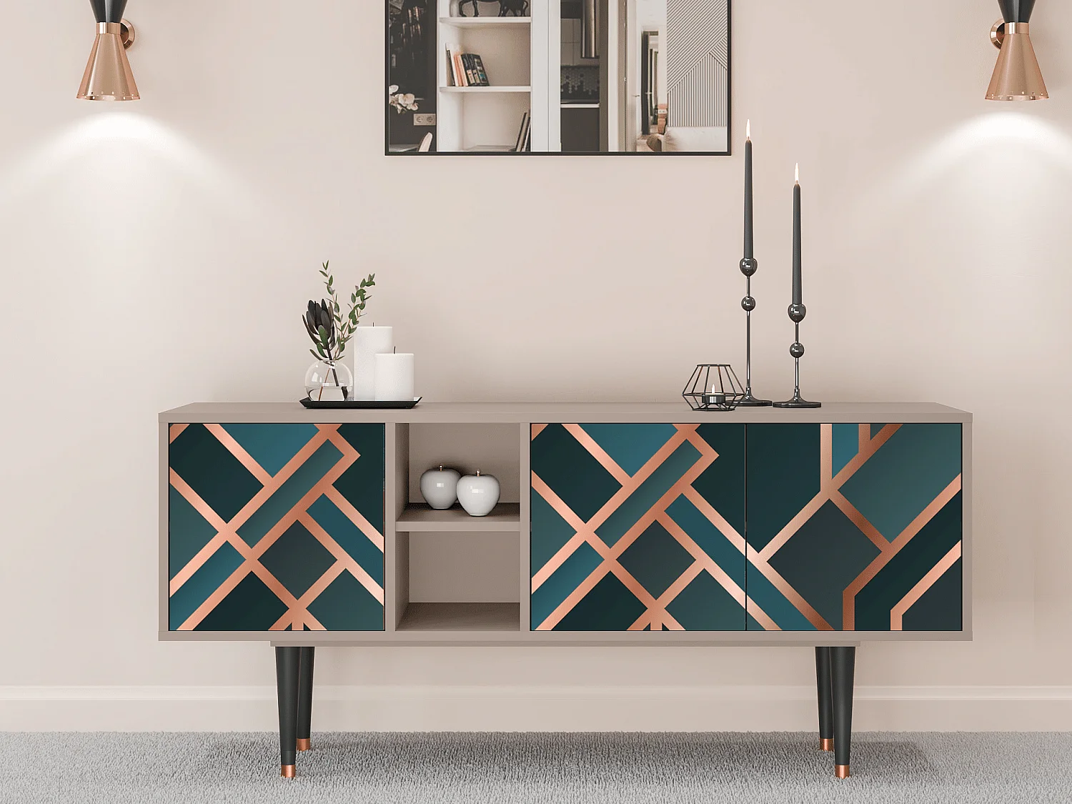 Meuble TV - 150х69х41 cm - T5 - Bronze Crossroad, Latte