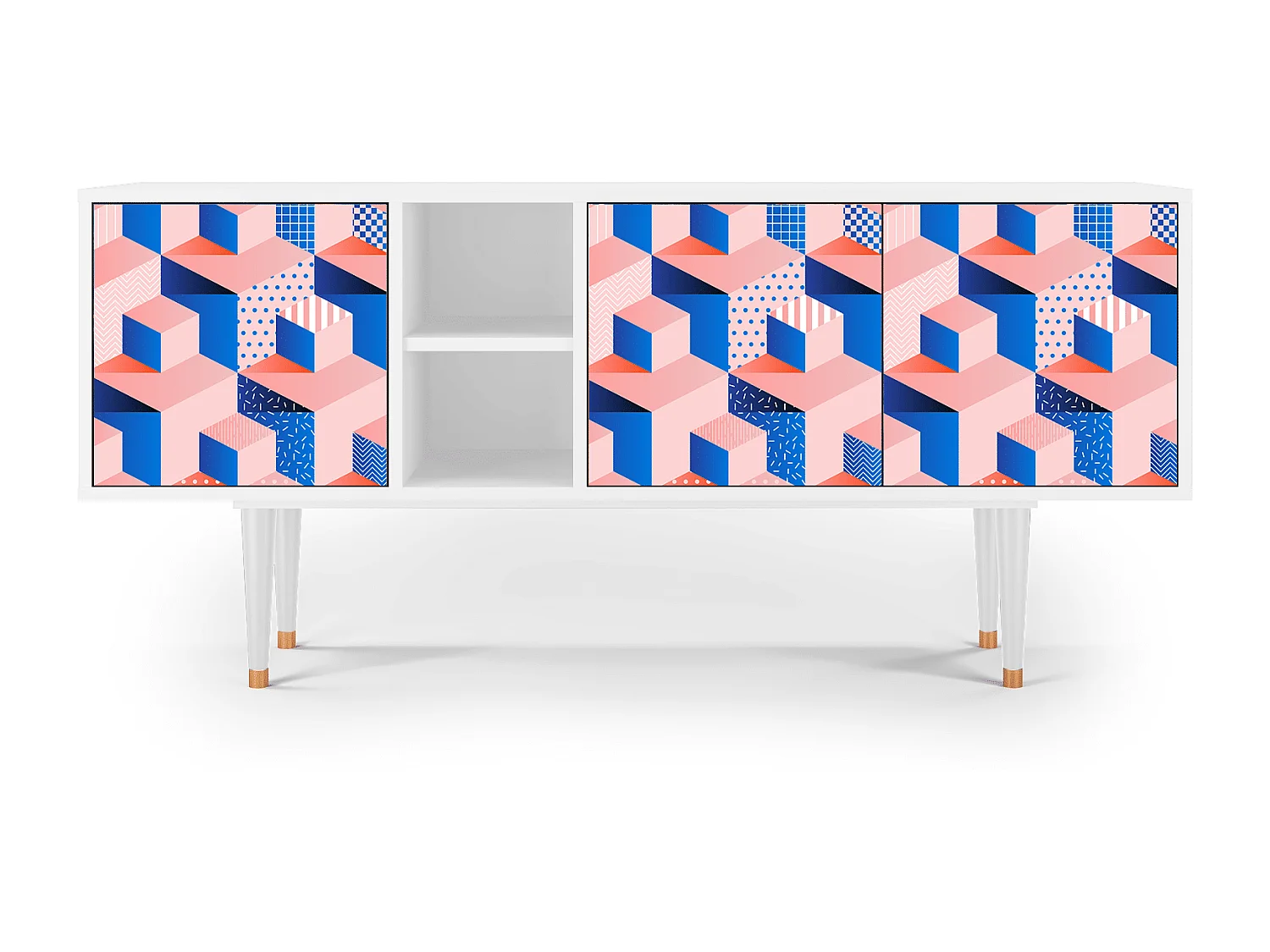 TV-Möbel - 150х69х41 cm - T5 - Pinky Squares, Weiß