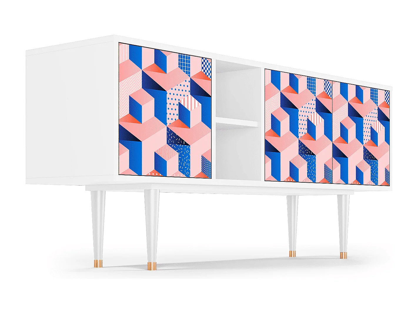 TV-Möbel - 150х69х41 cm - T5 - Pinky Squares, Weiß