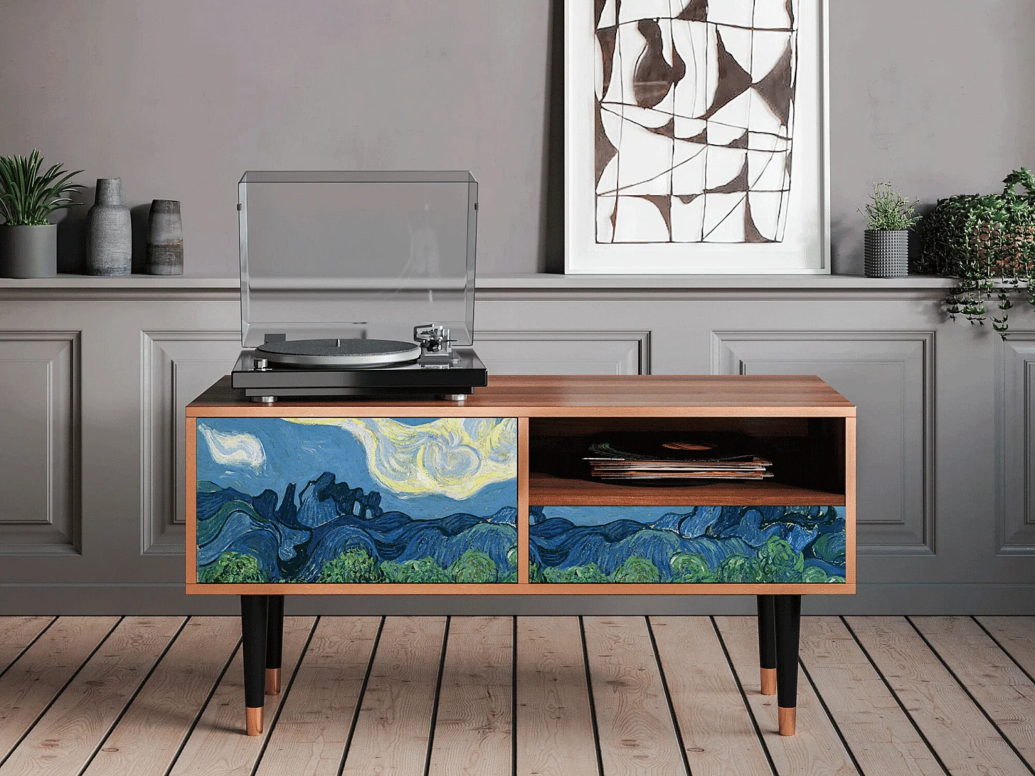 Szafka RTV - 115х59х48 cm - T3 - The Oil Trees, Orzech