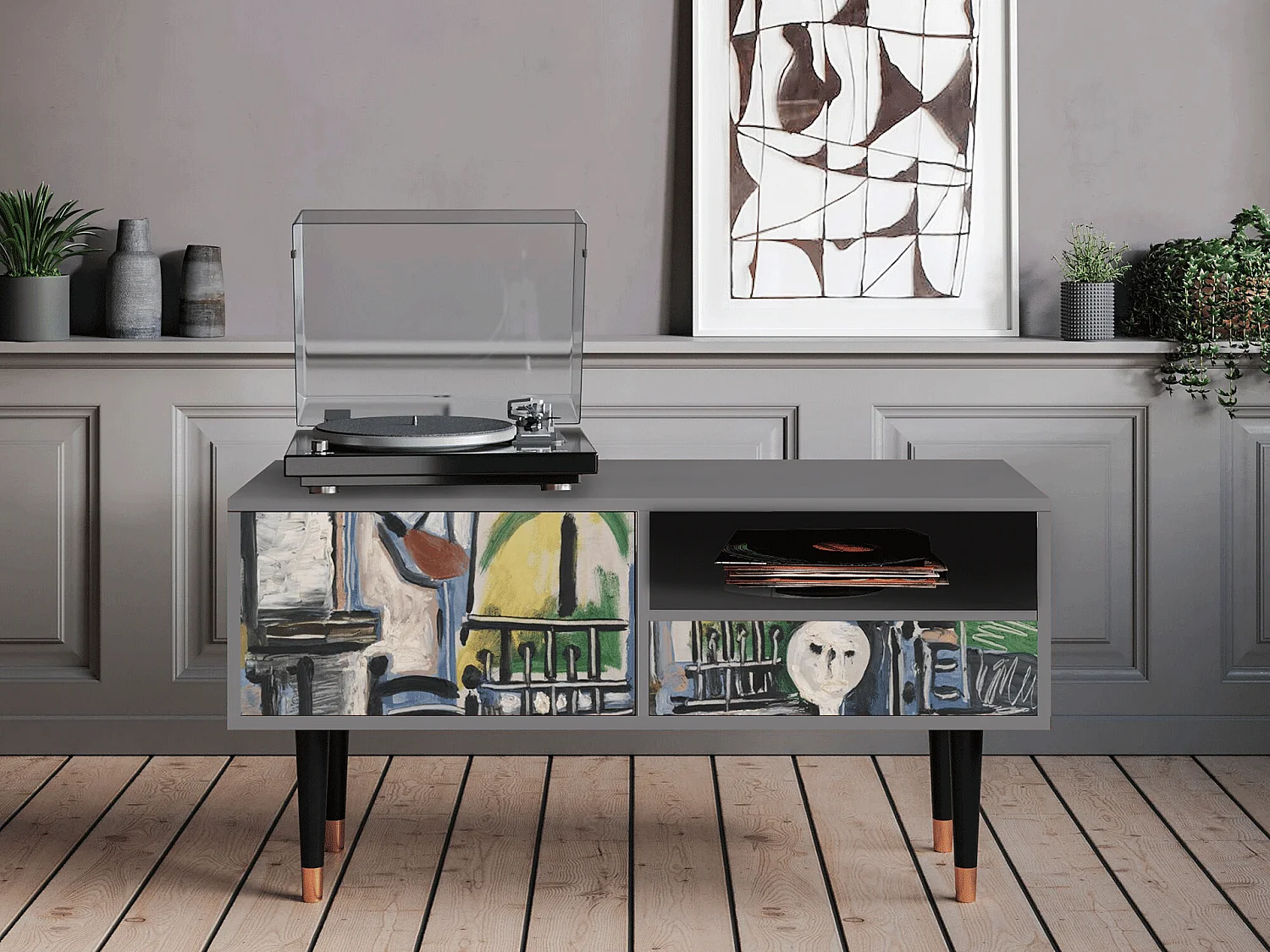 Meuble TV - 115х59х48 cm - T3 - The Studio , Gris
