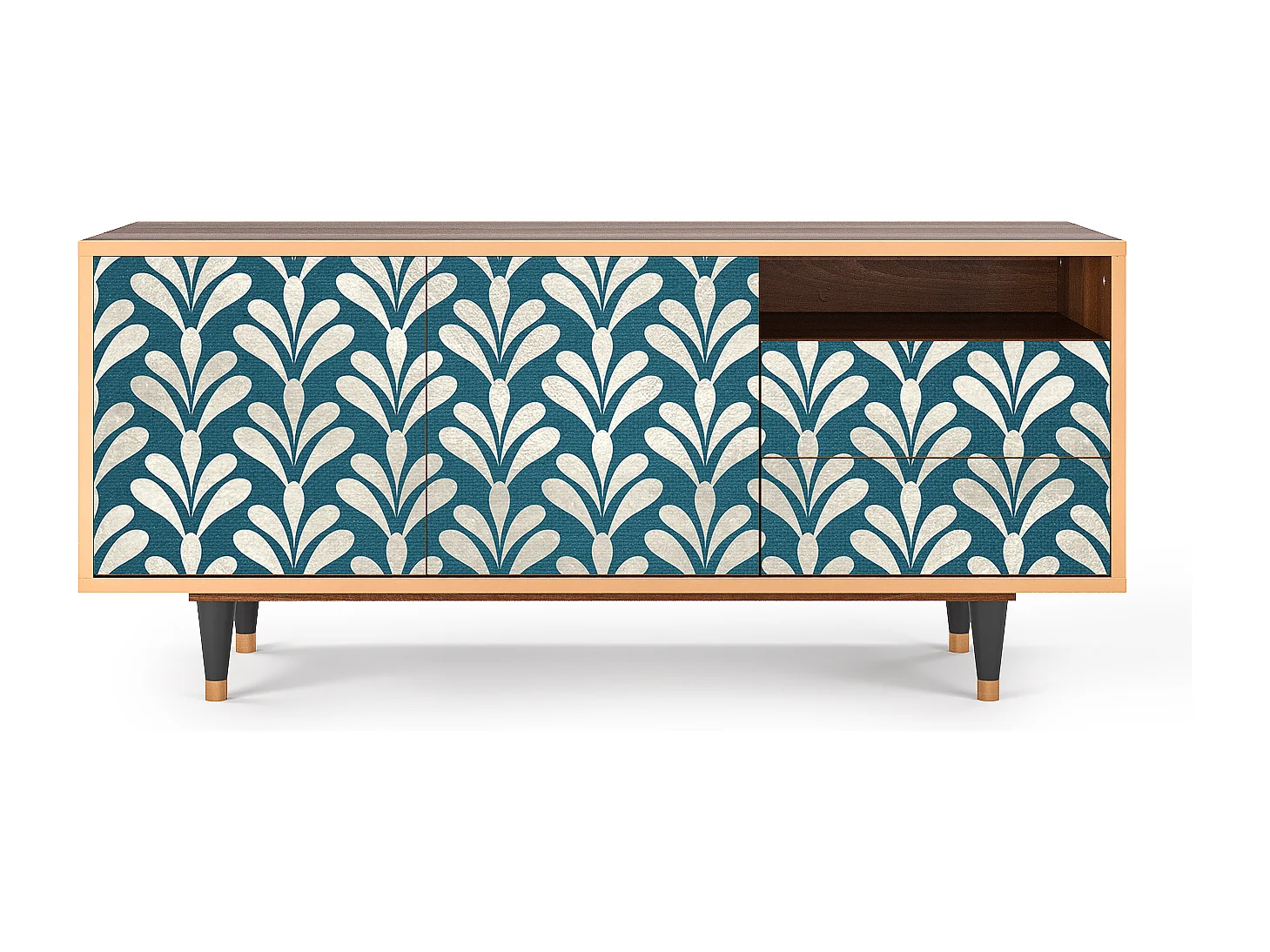 TV-Möbel - 125х56х41 cm - T7 - Milky Tears, Walnuss