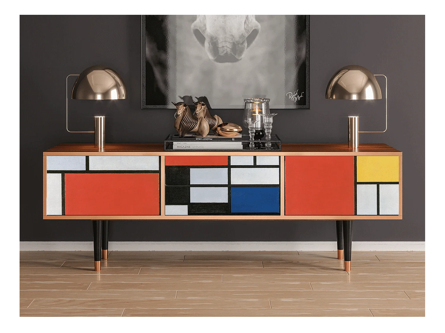 Szafka RTV - 170х59х48 cm - T4 - Composition, Orzech