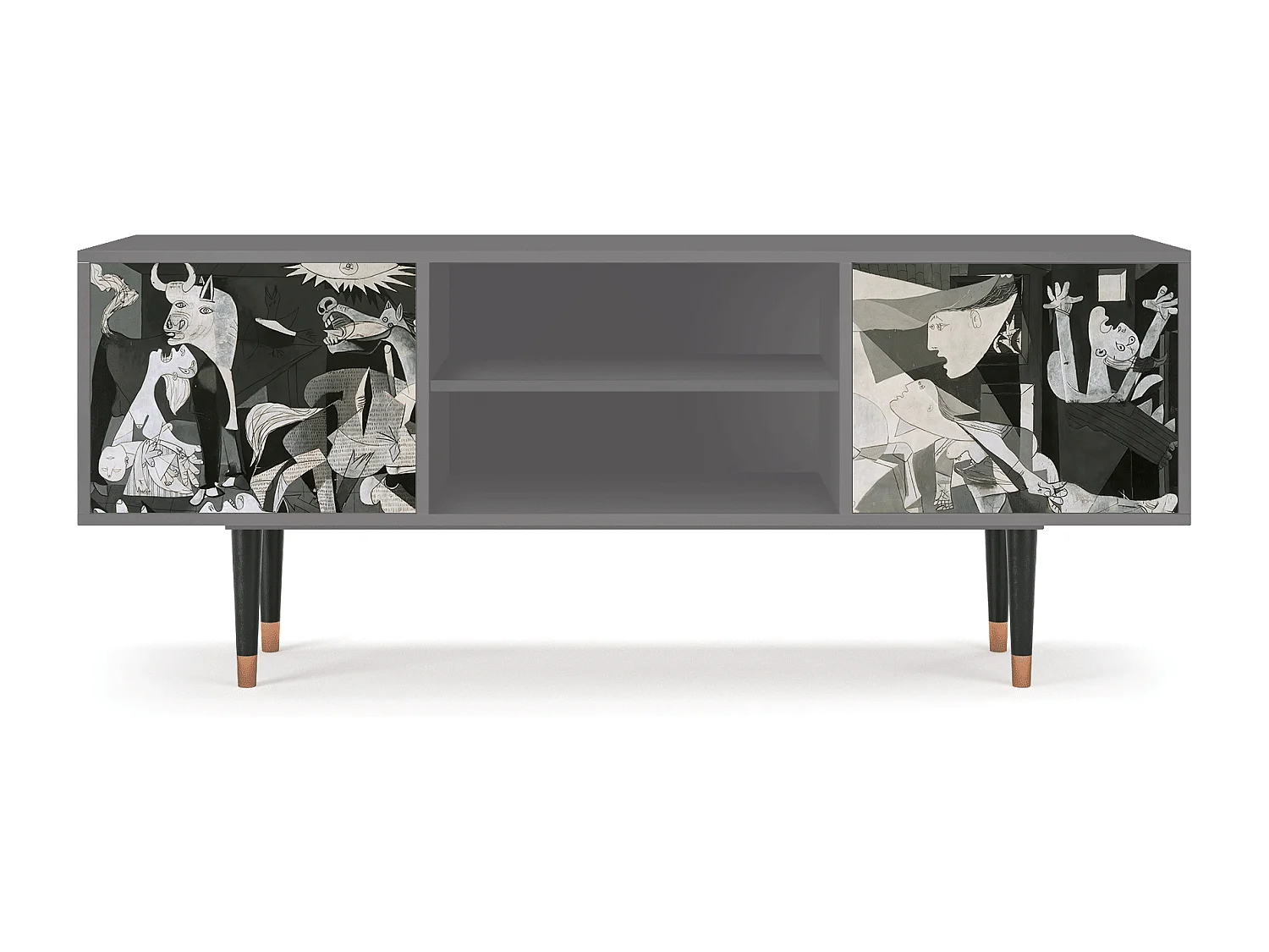 Szafka RTV - 170х69х48 cm - T2 - Guernica by Picasso, Szary