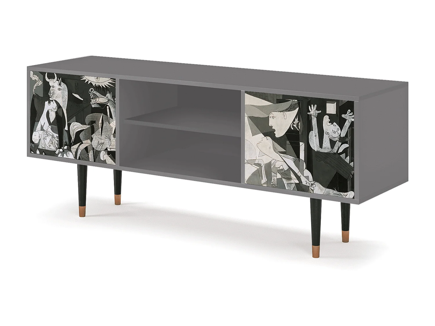 Szafka RTV - 170х69х48 cm - T2 - Guernica by Picasso, Szary