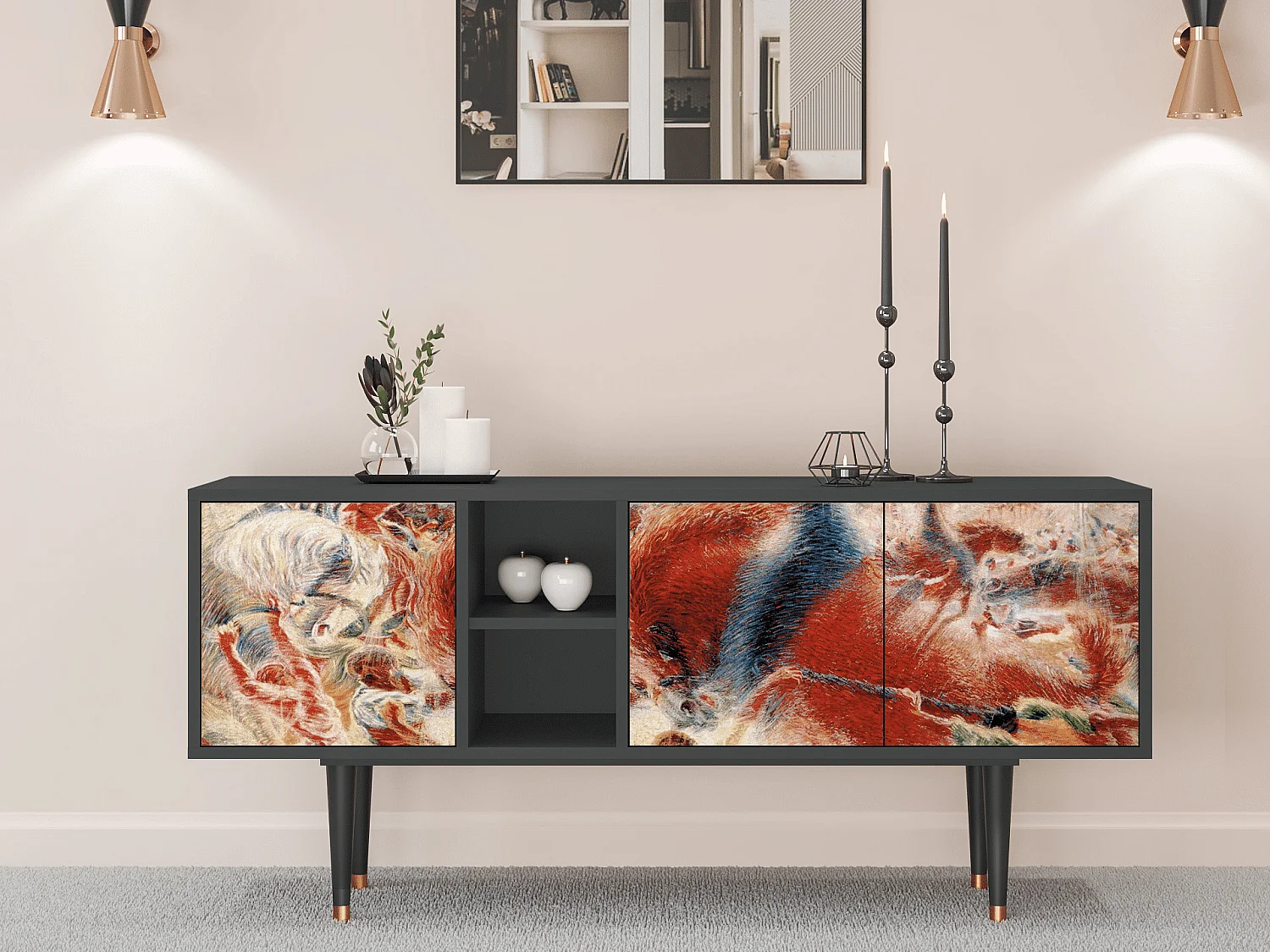 TV-meubel - 150х69х41 cm - T5 - The City Rises, Antraciet