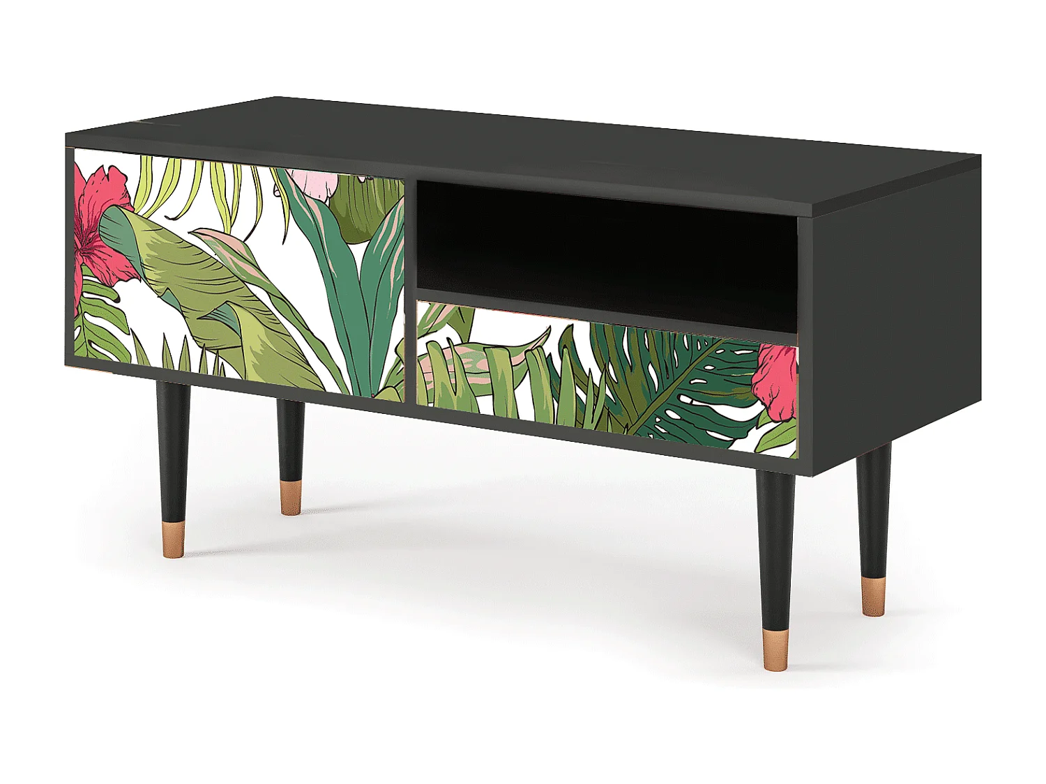 Szafka RTV - 115х59х48 cm - T3 - Verdant Tropics, Antracyt