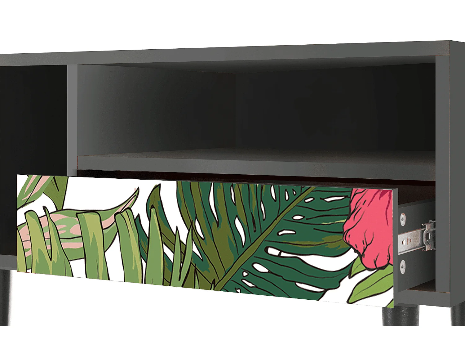 Szafka RTV - 115х59х48 cm - T3 - Verdant Tropics, Antracyt