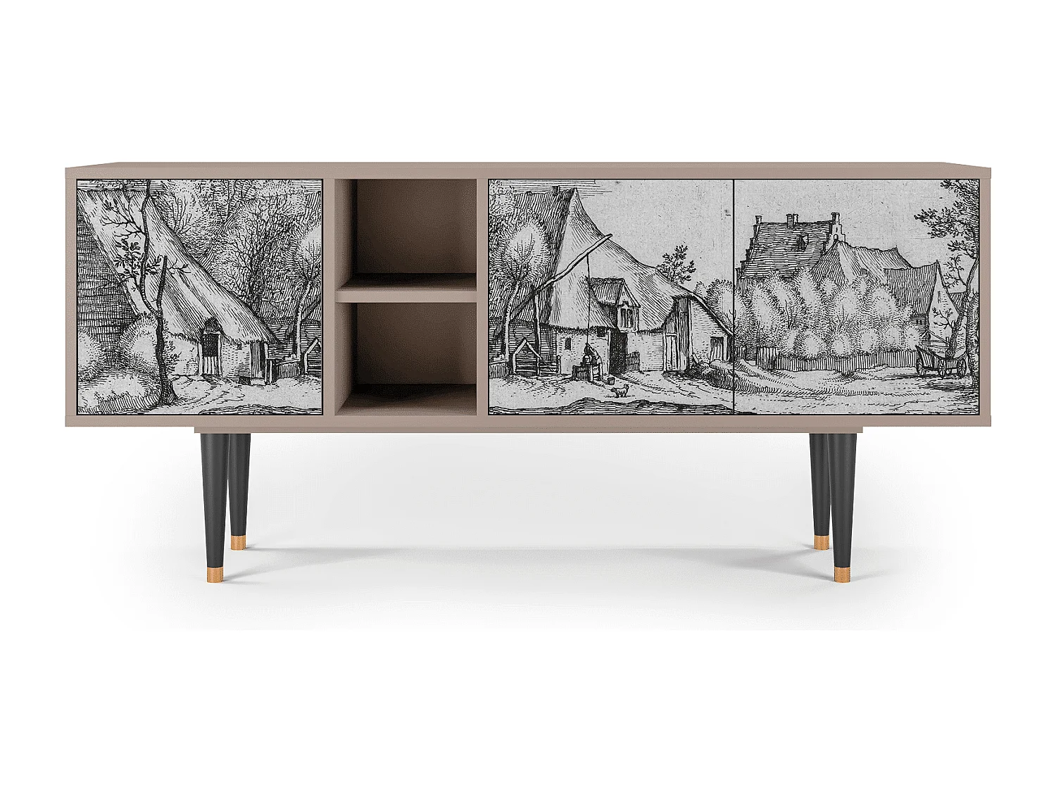 Szafka RTV - 150х69х41 cm - T5 - Farms in a Village, Latte