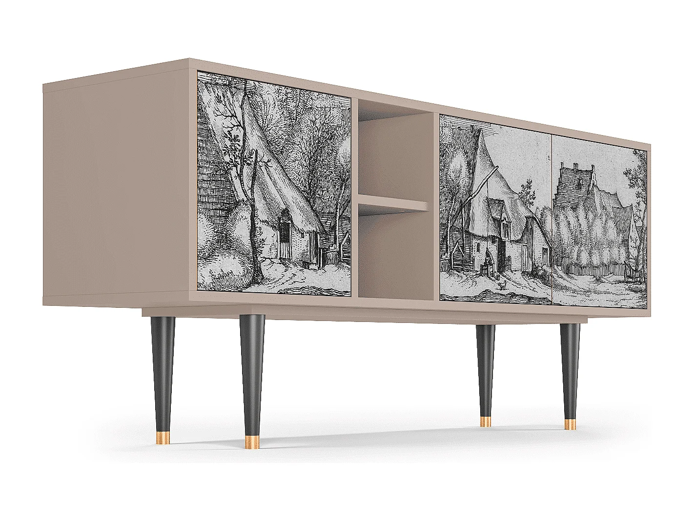 Mobile TV - 150х69х41 cm - T5 - Farms in a Village, Latte