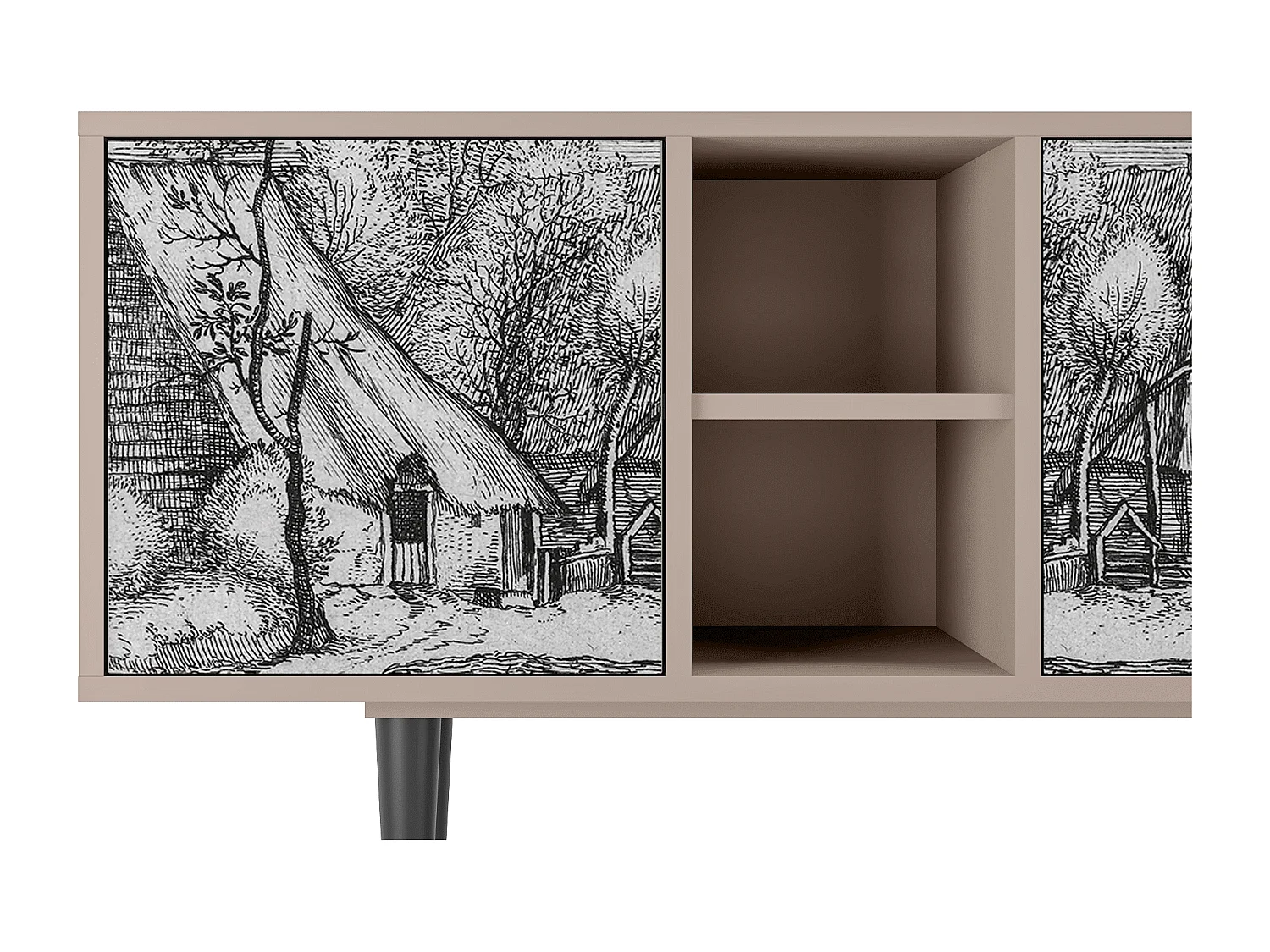 Mobile TV - 150х69х41 cm - T5 - Farms in a Village, Latte