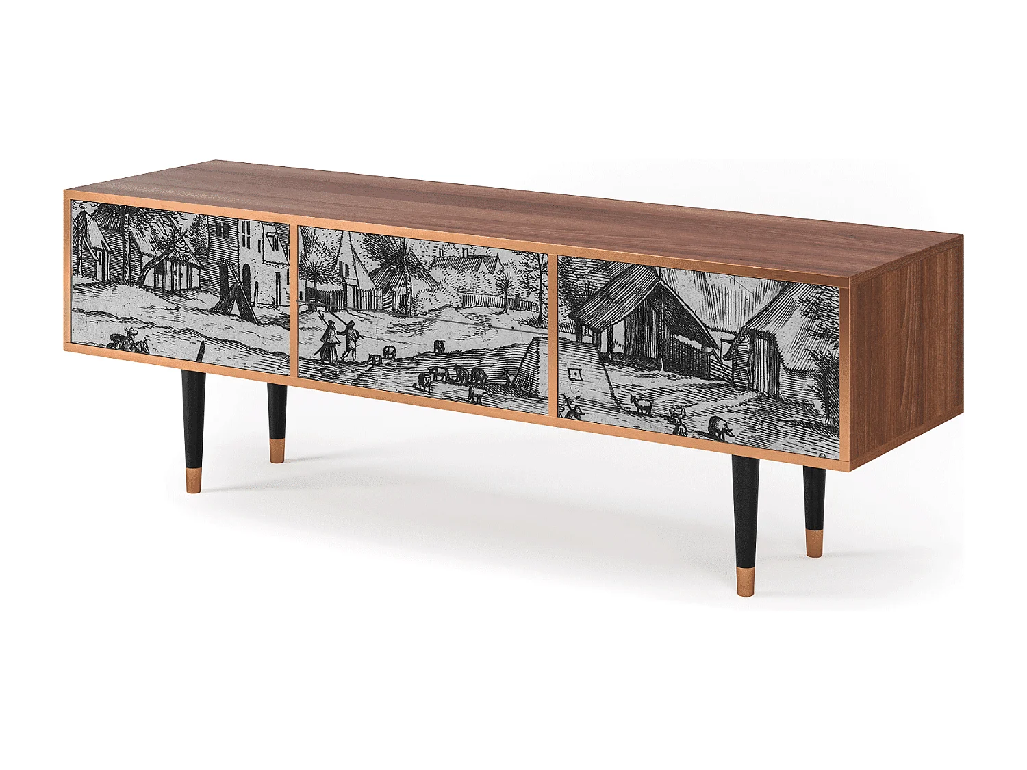 Szafka RTV - 170х59х48 cm - T4 - Country Village, Orzech