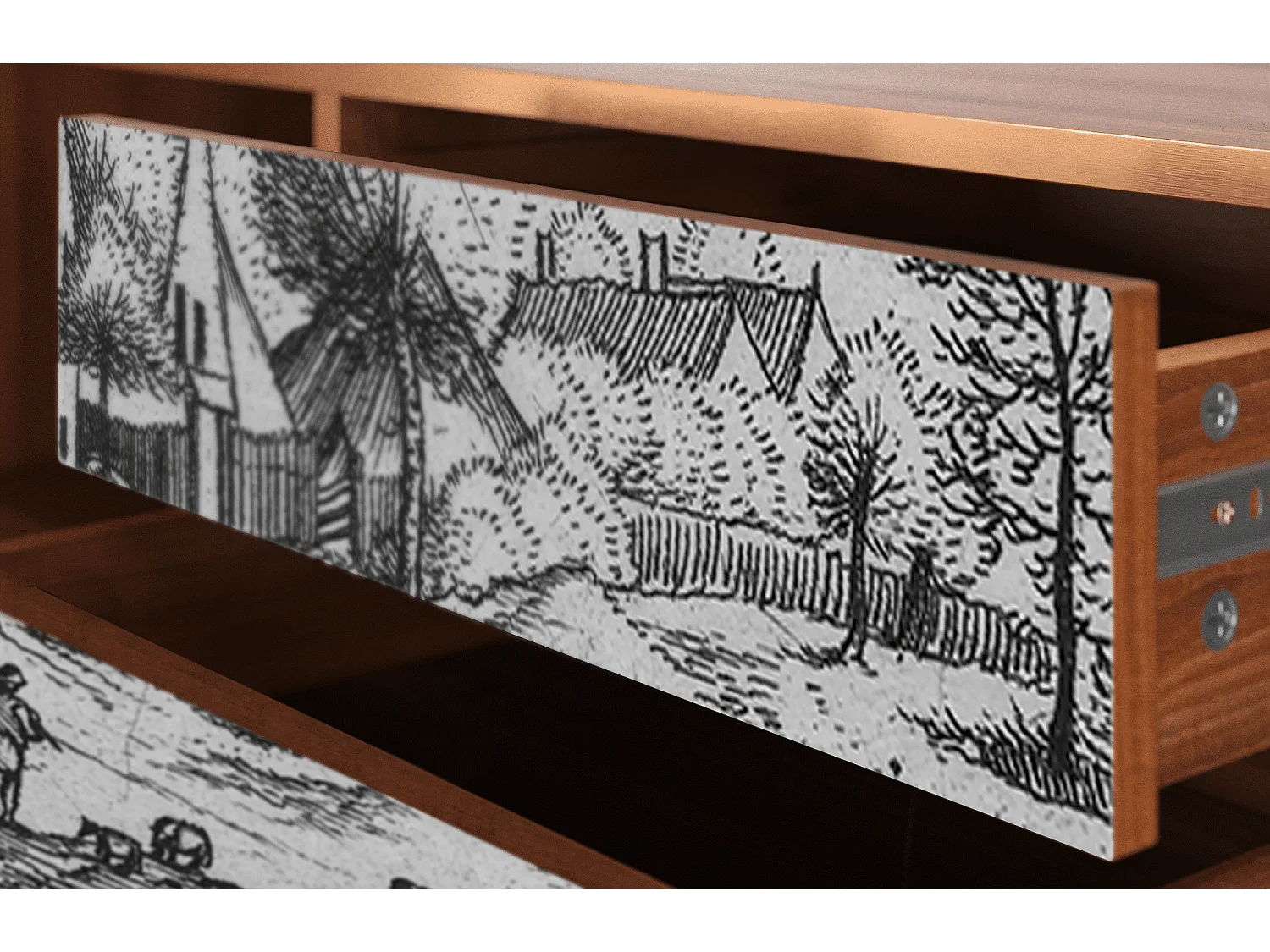 Szafka RTV - 170х59х48 cm - T4 - Country Village, Orzech