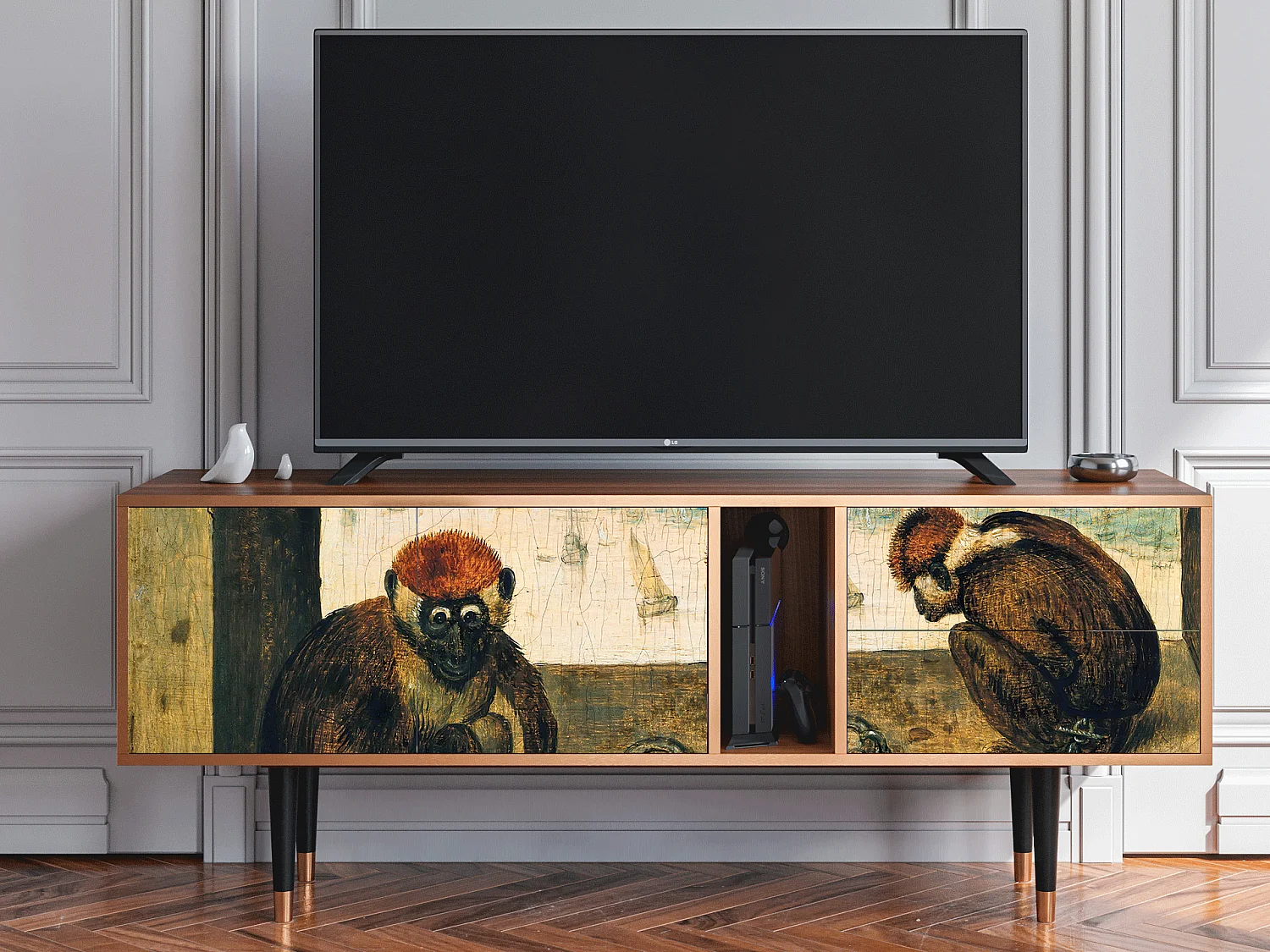 Mobile TV - 170х69х48 cm - T1 - Two Monkeys, Noce