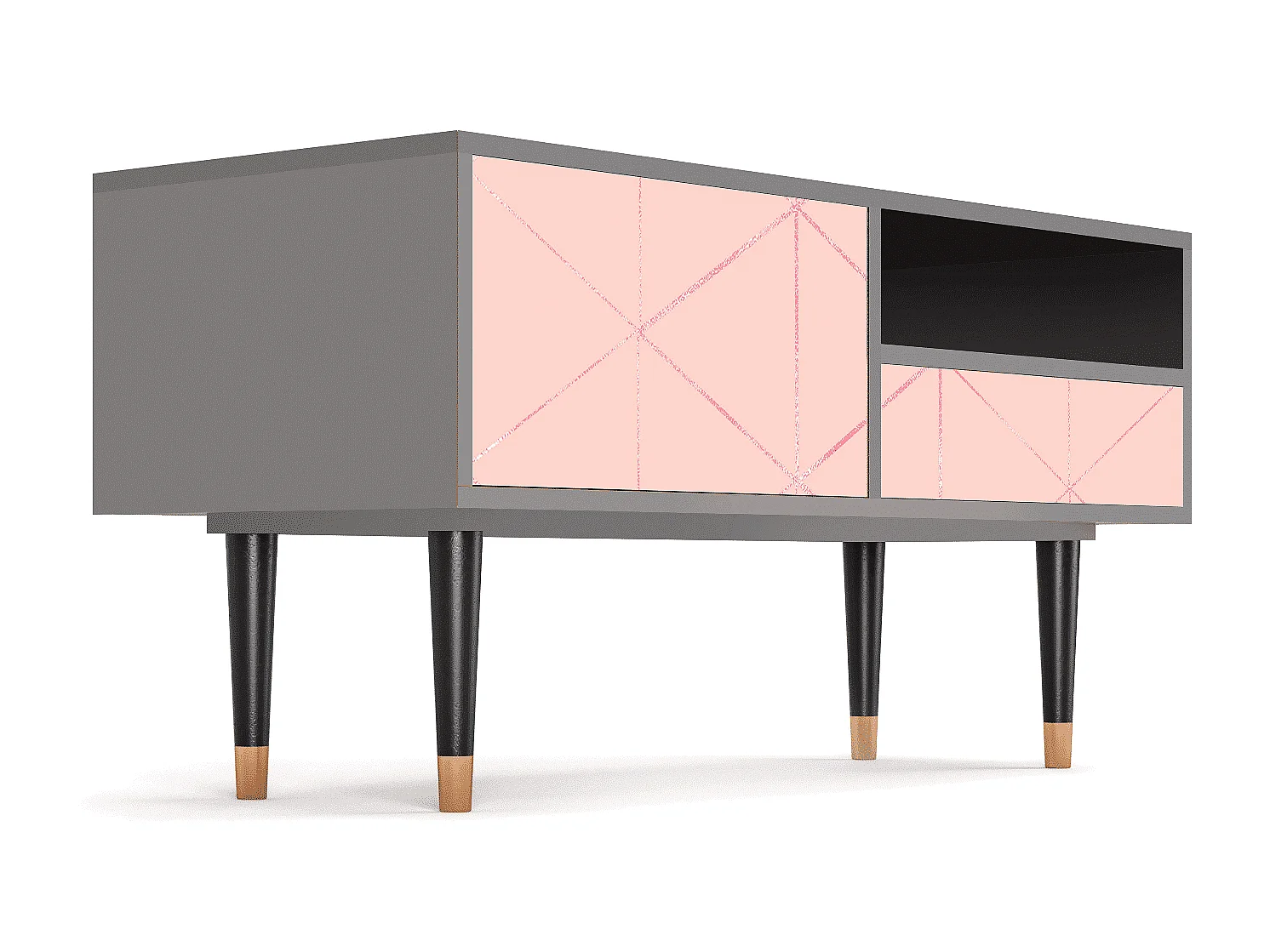 Meuble TV - 115х59х48 cm - T3 - Rose Quartz, Gris