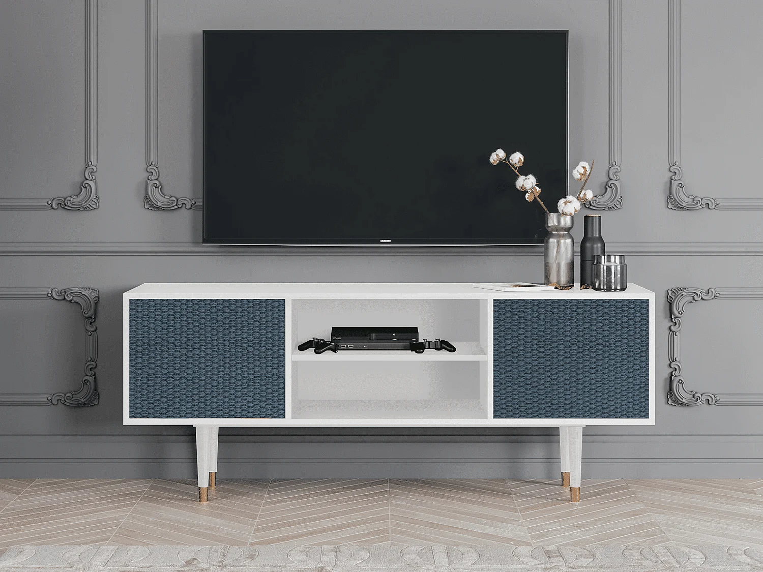 TV-meubel - 170х69х48 cm - T2 - Knitted Pattern, Wit