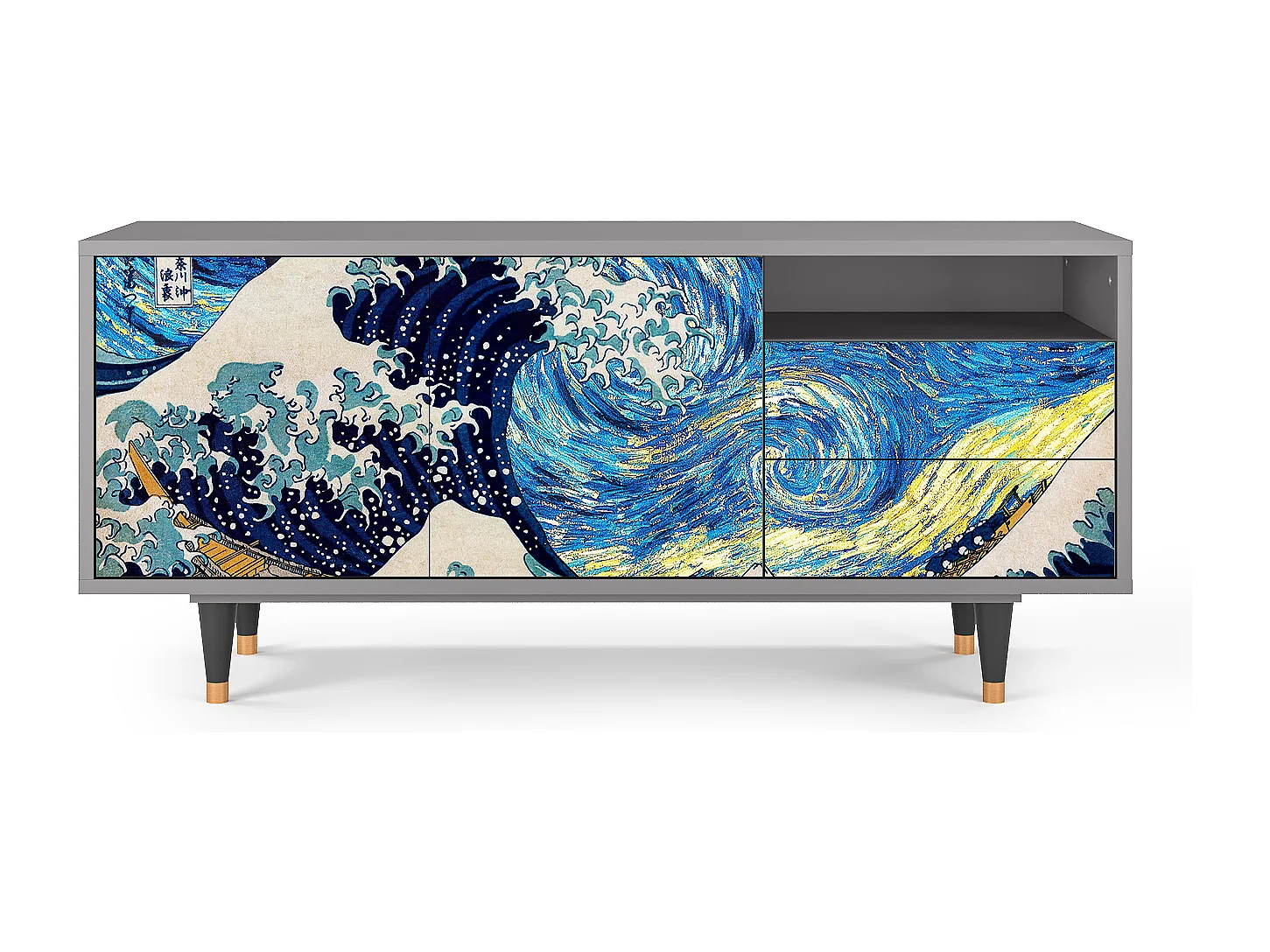 Meuble TV - 125х56х41 cm - T7 - Great Wave, Gris