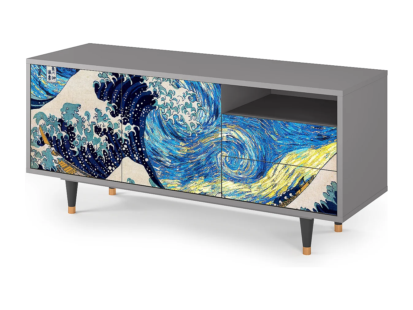 Meuble TV - 125х56х41 cm - T7 - Great Wave, Gris