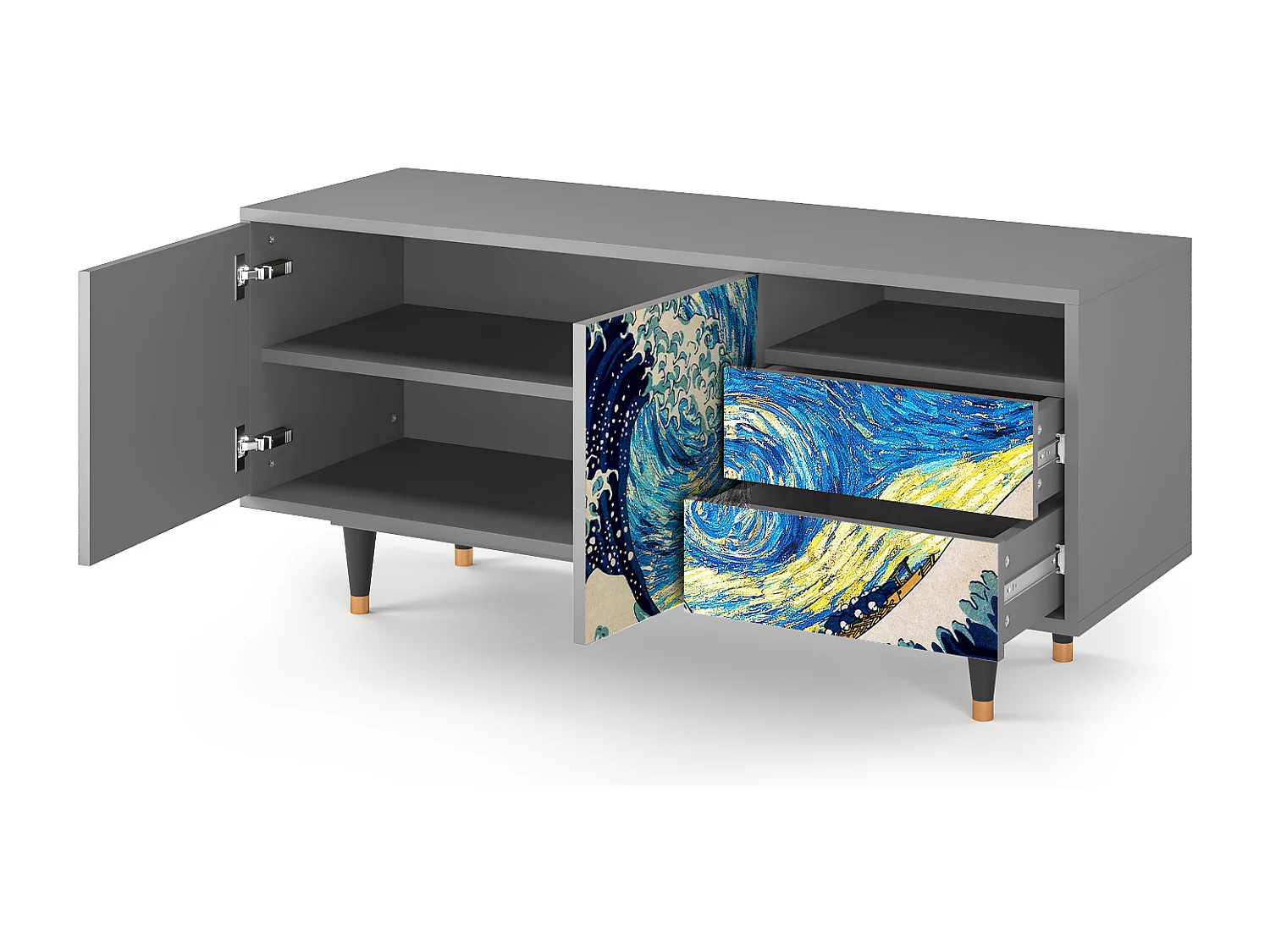 Meuble TV - 125х56х41 cm - T7 - Great Wave, Gris