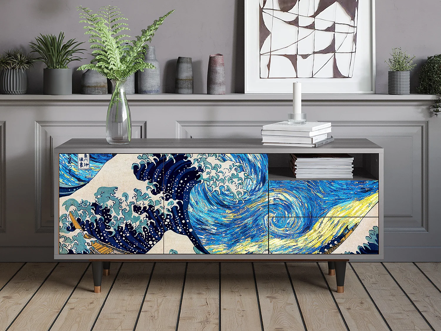 TV-Möbel - 125х56х41 cm - T7 - Great Wave, Grau