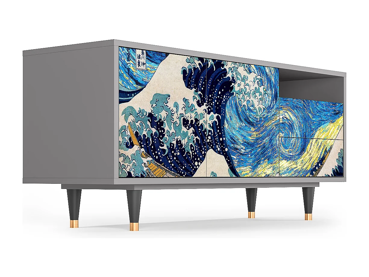 TV-Möbel - 125х56х41 cm - T7 - Great Wave, Grau