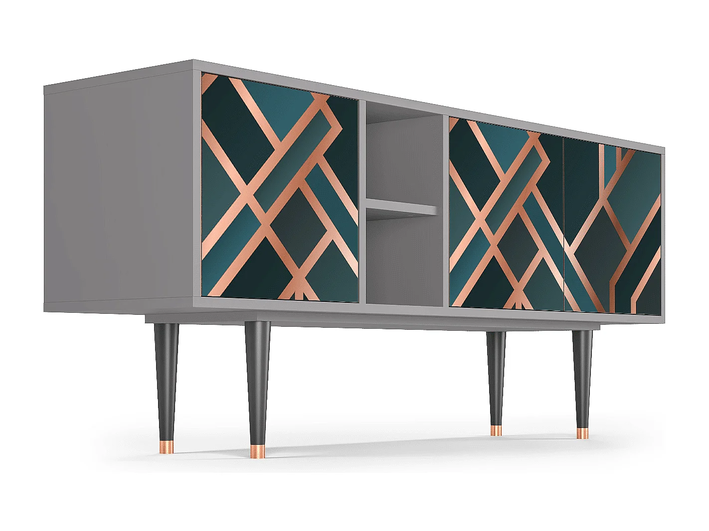 Meuble TV - 150х69х41 cm - T5 - Bronze Crossroad, Gris