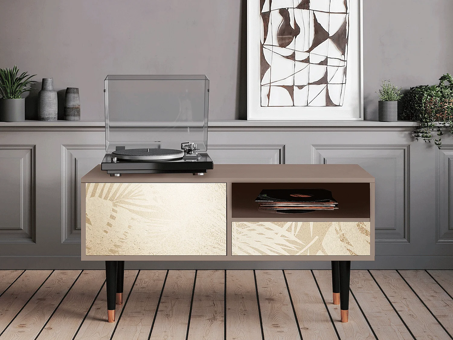 Mueble de TV - 115х59х48 cm - T3 - Plant of the Dessert, Latte