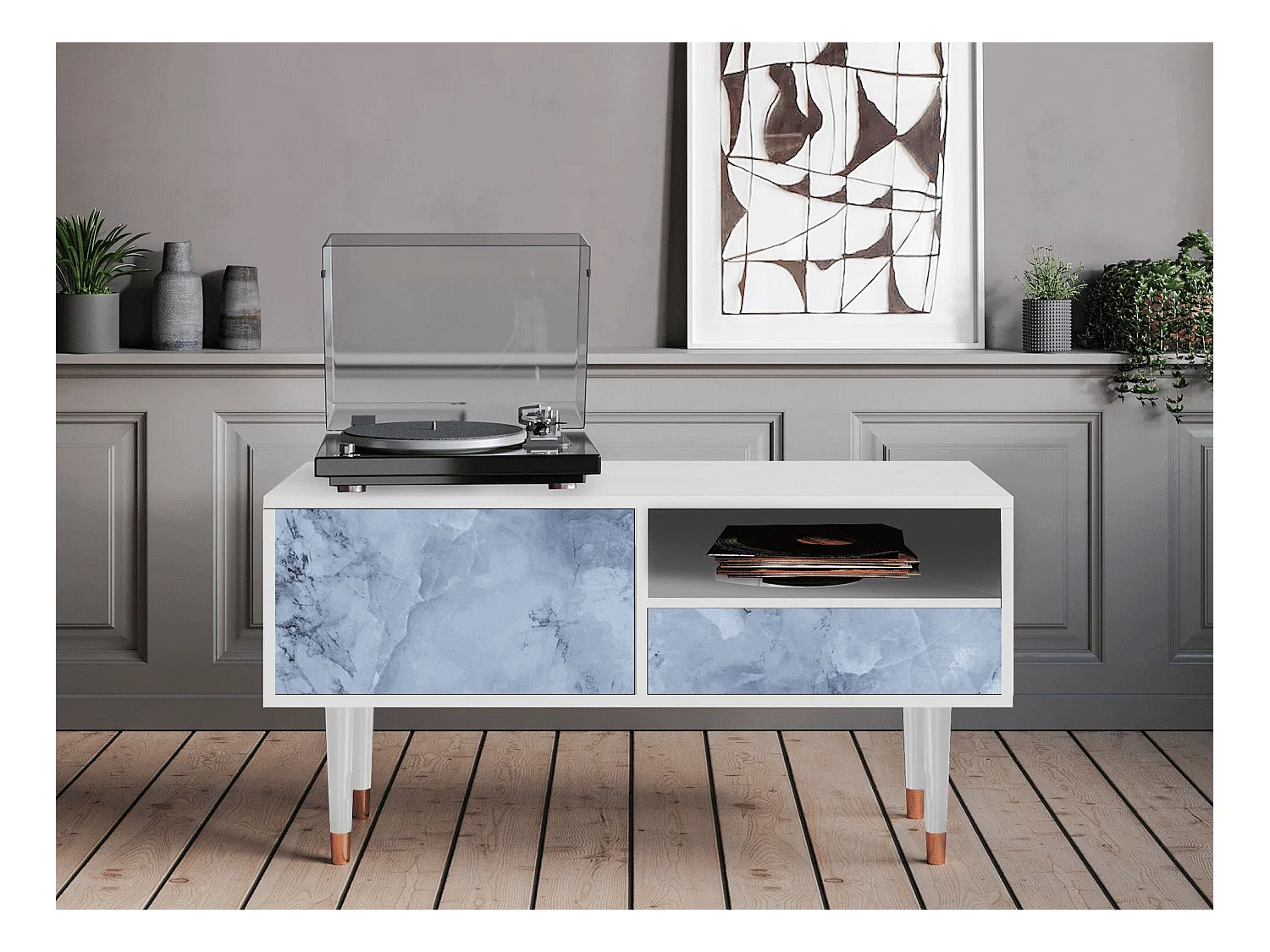 Mobile TV - 115х59х48 cm - T3 - Feather Ice, Bianco