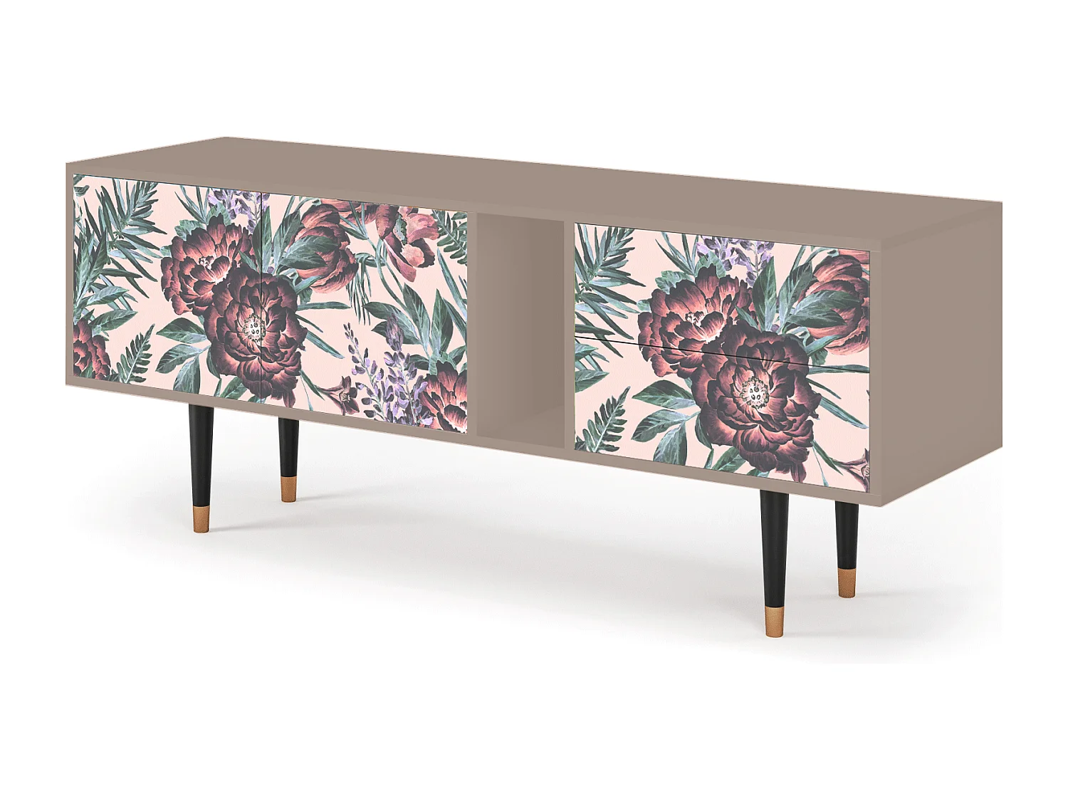 Mueble de TV - 170х69х48 cm - T1 - Peach Peonies, Latte