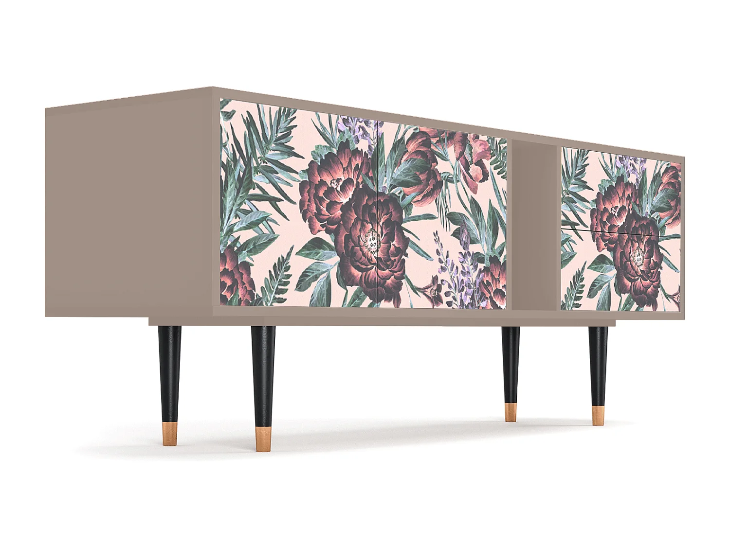 Mueble de TV - 170х69х48 cm - T1 - Peach Peonies, Latte