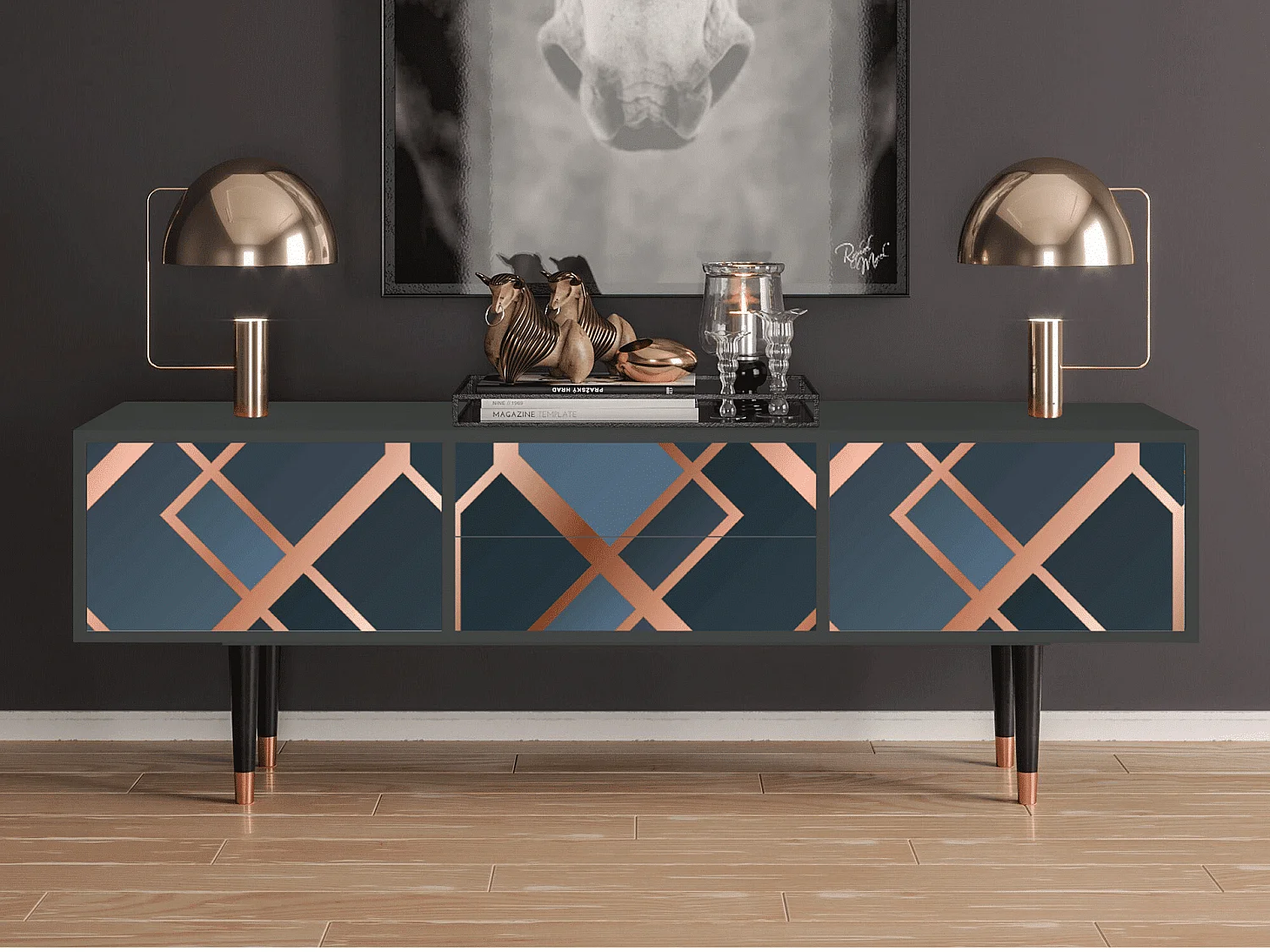 Szafka RTV - 170х59х48 cm - T4 - Ashy 1920', Antracyt