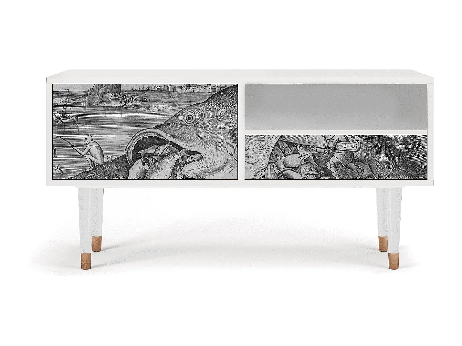 Szafka RTV - 115х59х48 cm - T3 - Big Fish Eat Little, Biały