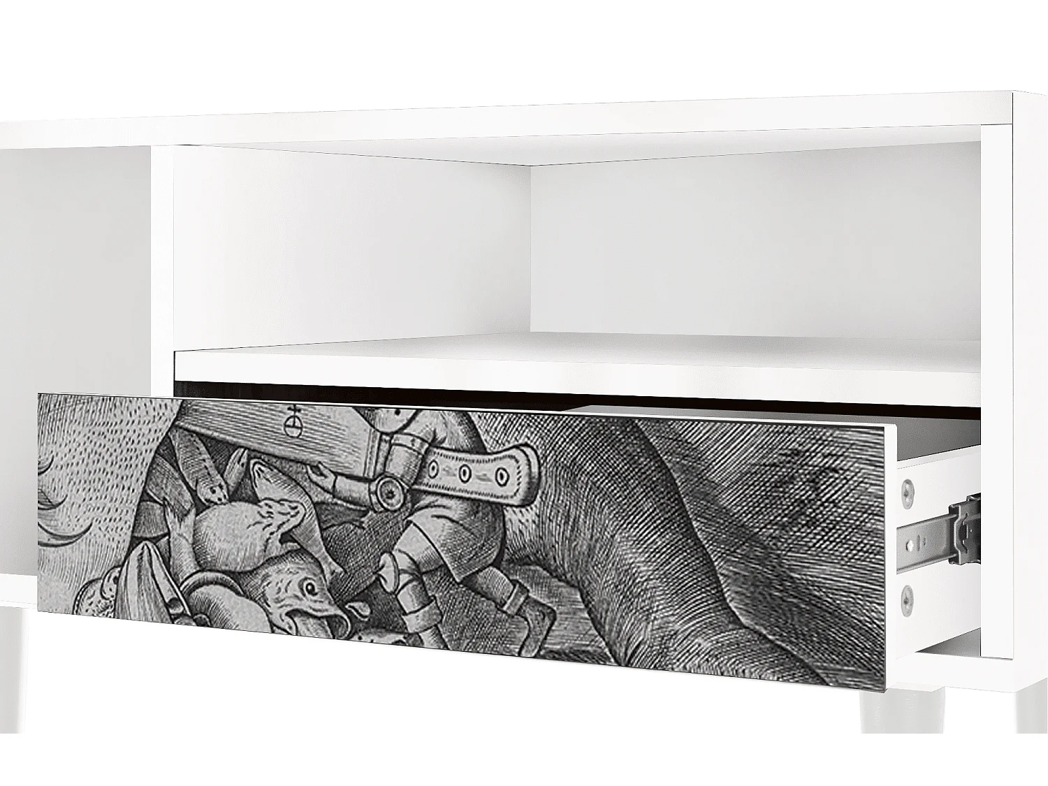 Szafka RTV - 115х59х48 cm - T3 - Big Fish Eat Little, Biały