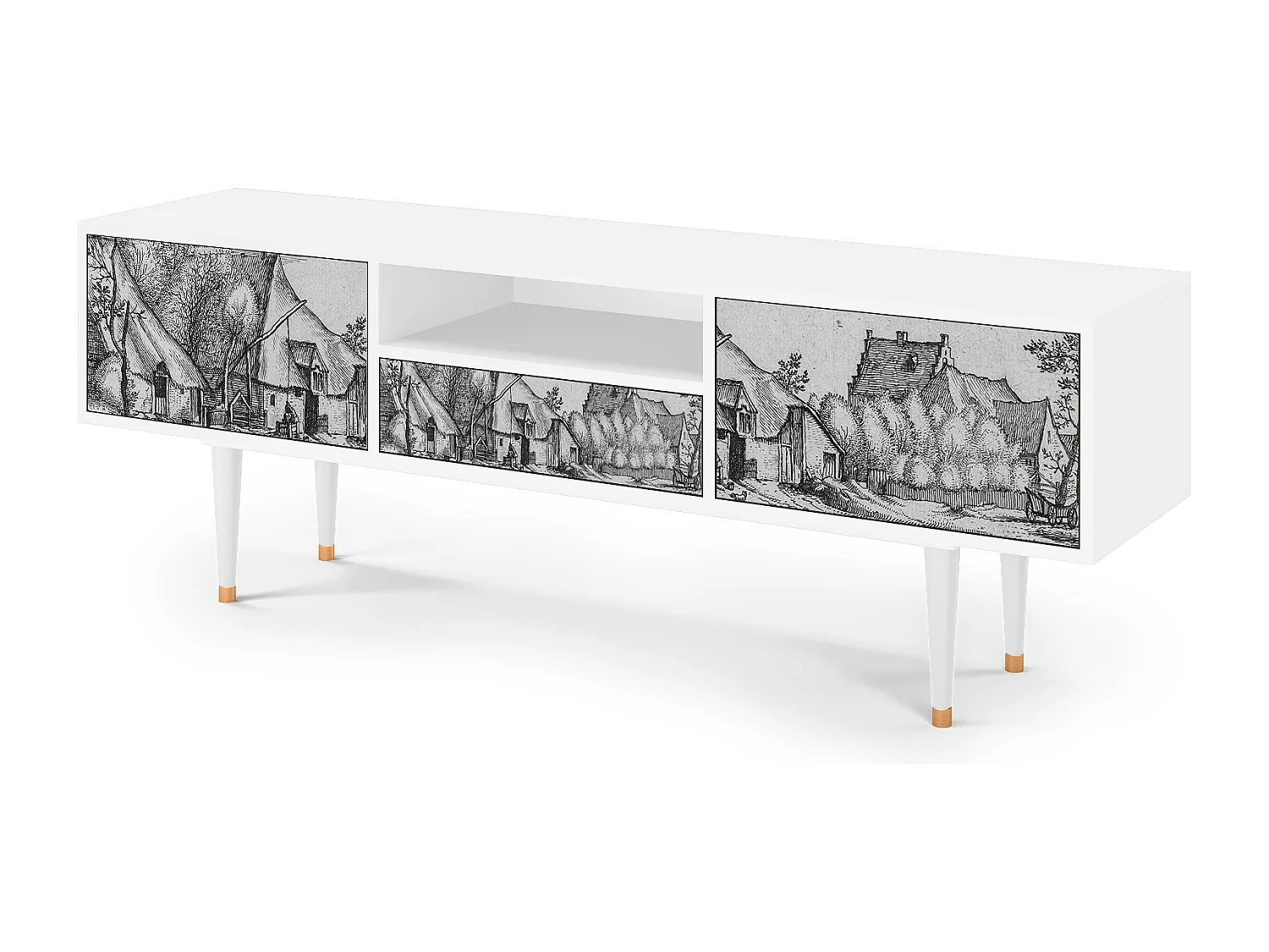 TV-meubel - 170х59х41 cm - T6 - Farms in a Village, Wit